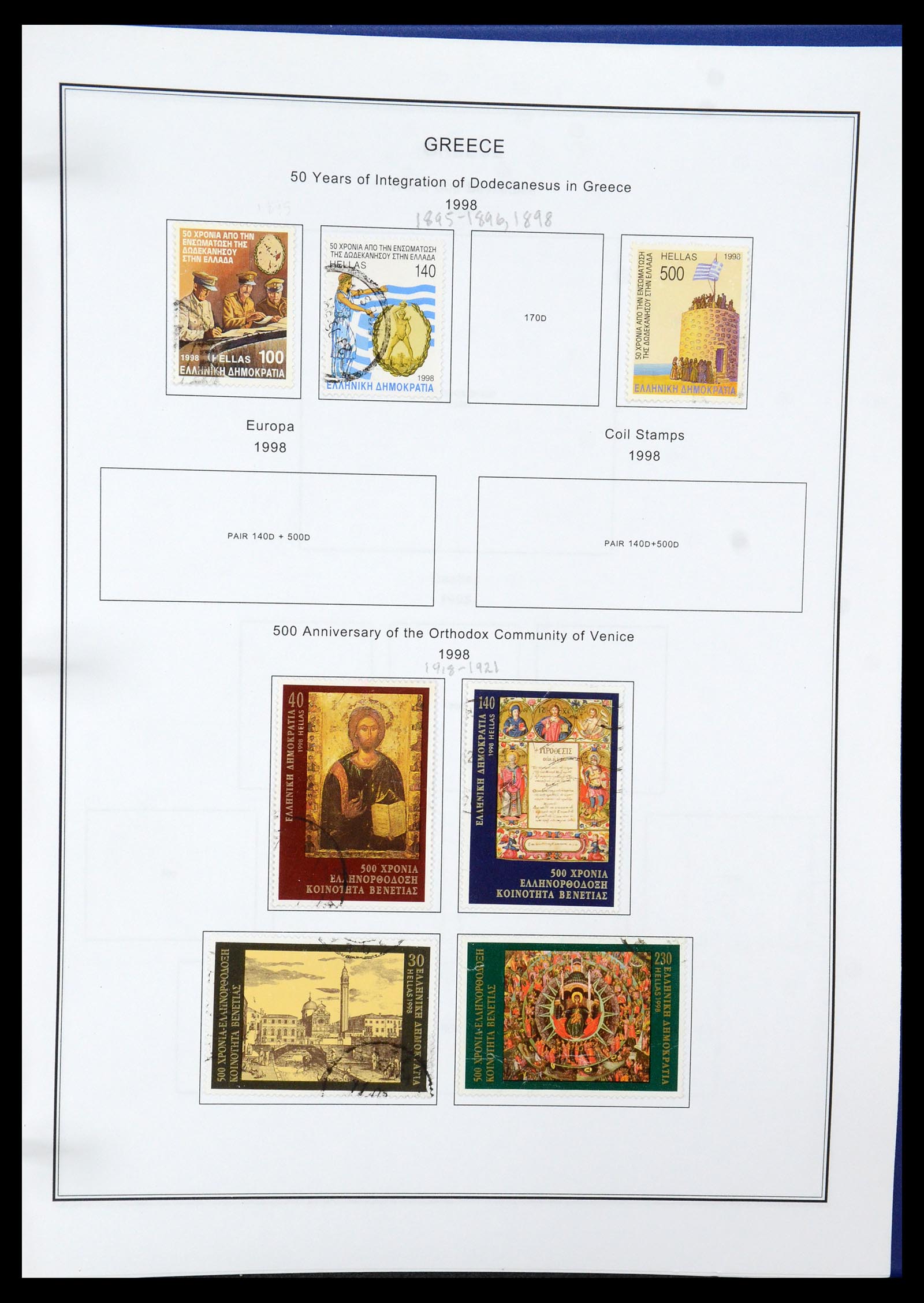 35679 175 - Stamp Collection 35679 Greece and territories 1861-1999.