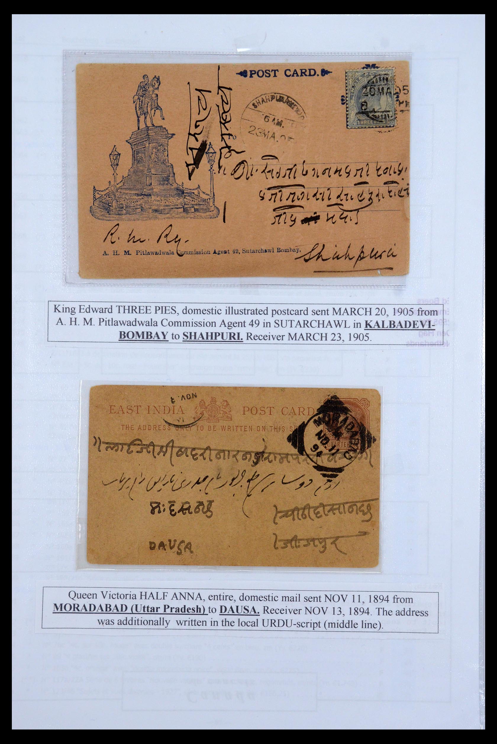 35709 003 - Postzegelverzameling 35709 India Staten brieven 1885-1947.