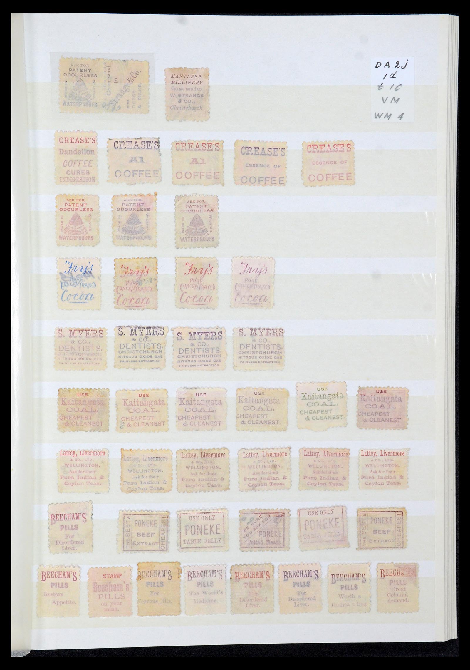 35730 004 - Postzegelverzameling 35730 Nieuw Zeeland reclame opdrukken 1882-1897.