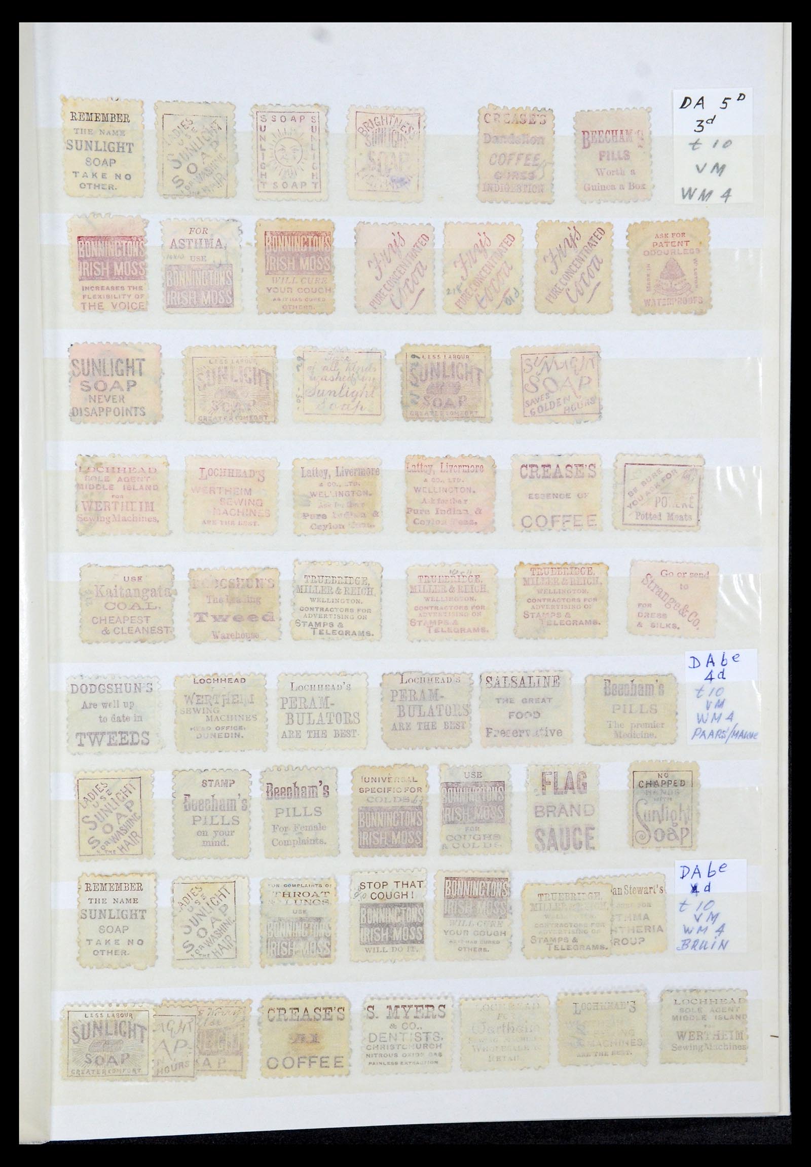 35730 012 - Postzegelverzameling 35730 Nieuw Zeeland reclame opdrukken 1882-1897.