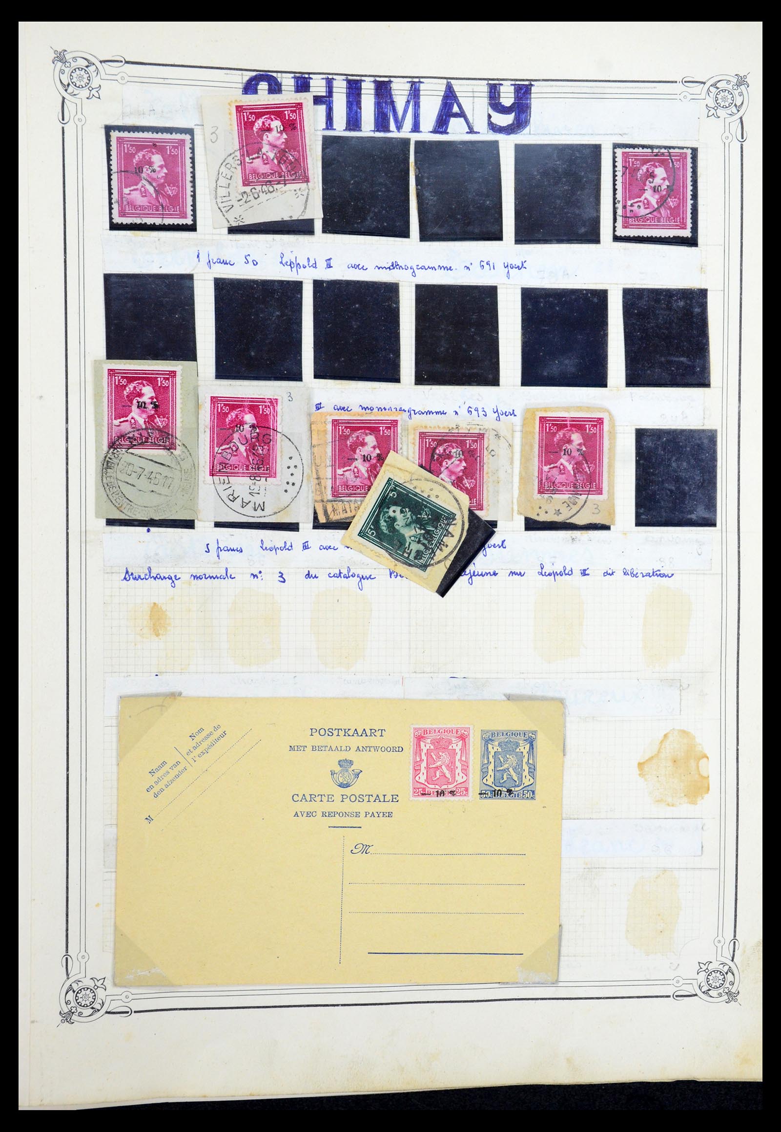 35733 002 - Stamp Collection 35733 Belgium 1946 -10% overprints.