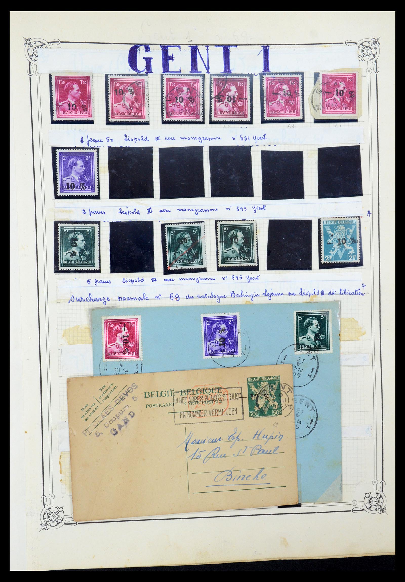 35733 021 - Stamp Collection 35733 Belgium 1946 -10% overprints.