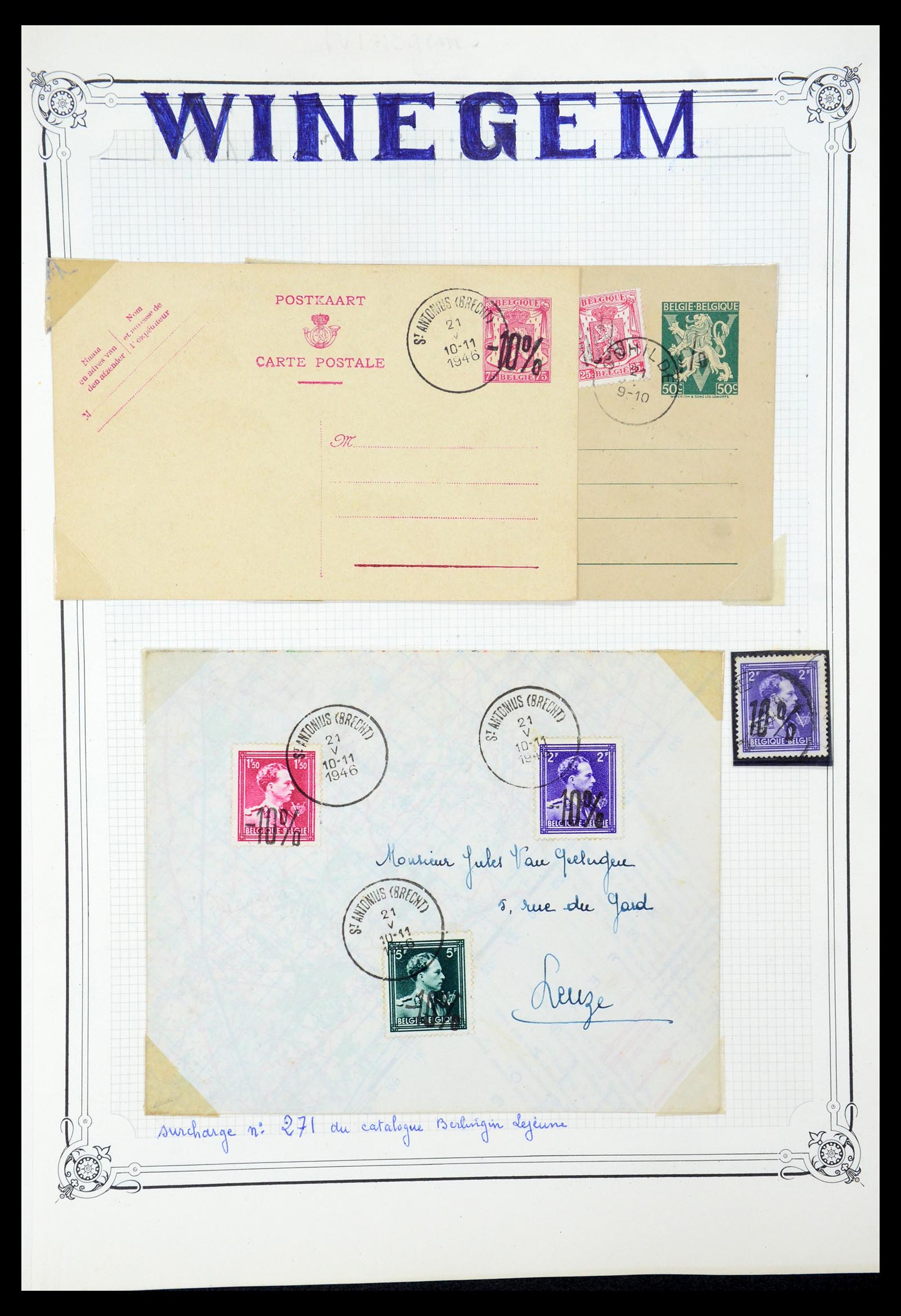 35733 072 - Stamp Collection 35733 Belgium 1946 -10% overprints.