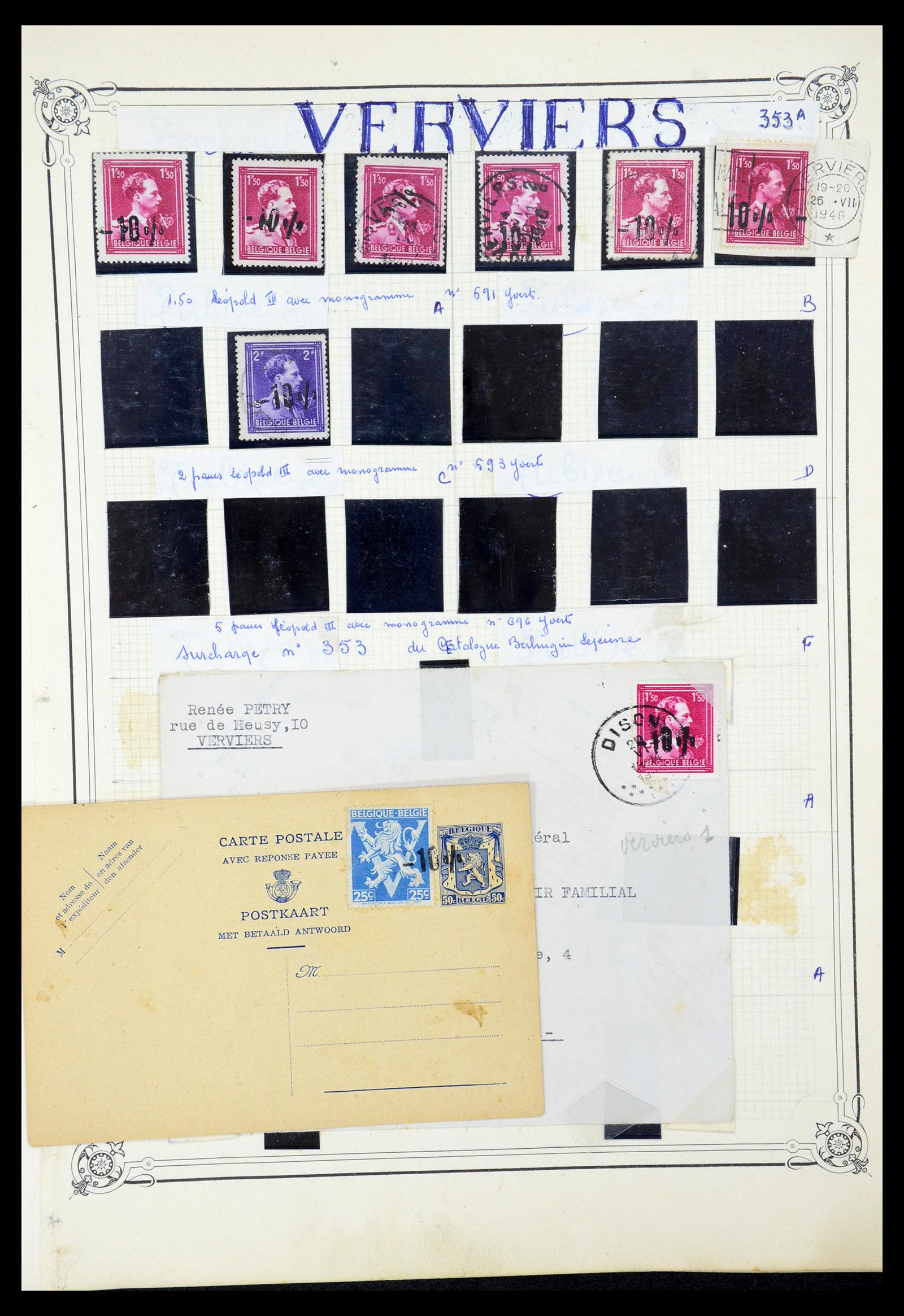 35733 087 - Stamp Collection 35733 Belgium 1946 -10% overprints.