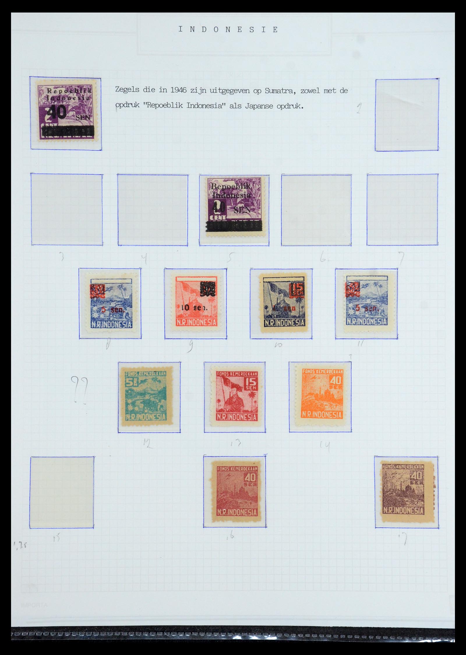 35767 018 - Postzegelverzameling 35767 Nederlands Indië Japanse bezetting/interim