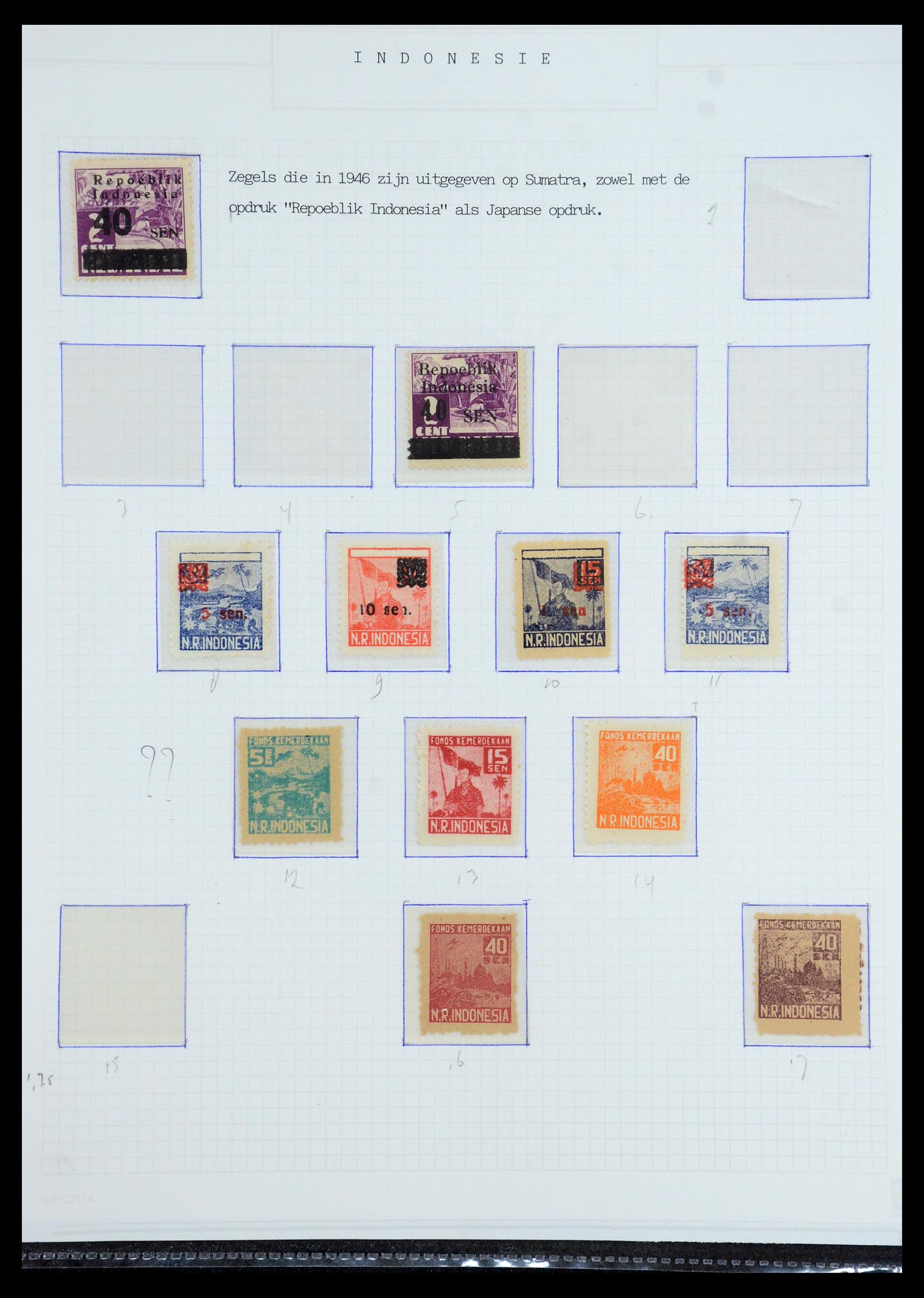 35767 018 - Postzegelverzameling 35767 Nederlands Indië Japanse bezetting/interim