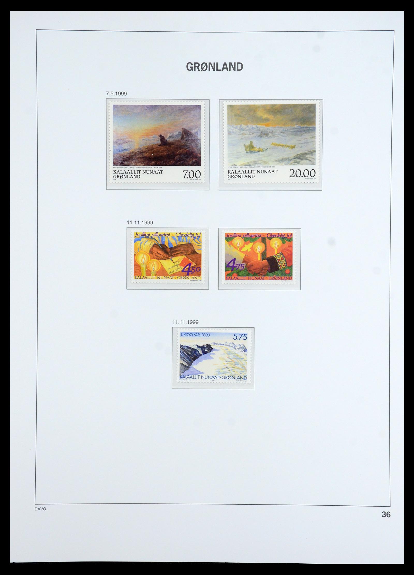 35773 036 - Postzegelverzameling 35773 Groenland 1905-1999.