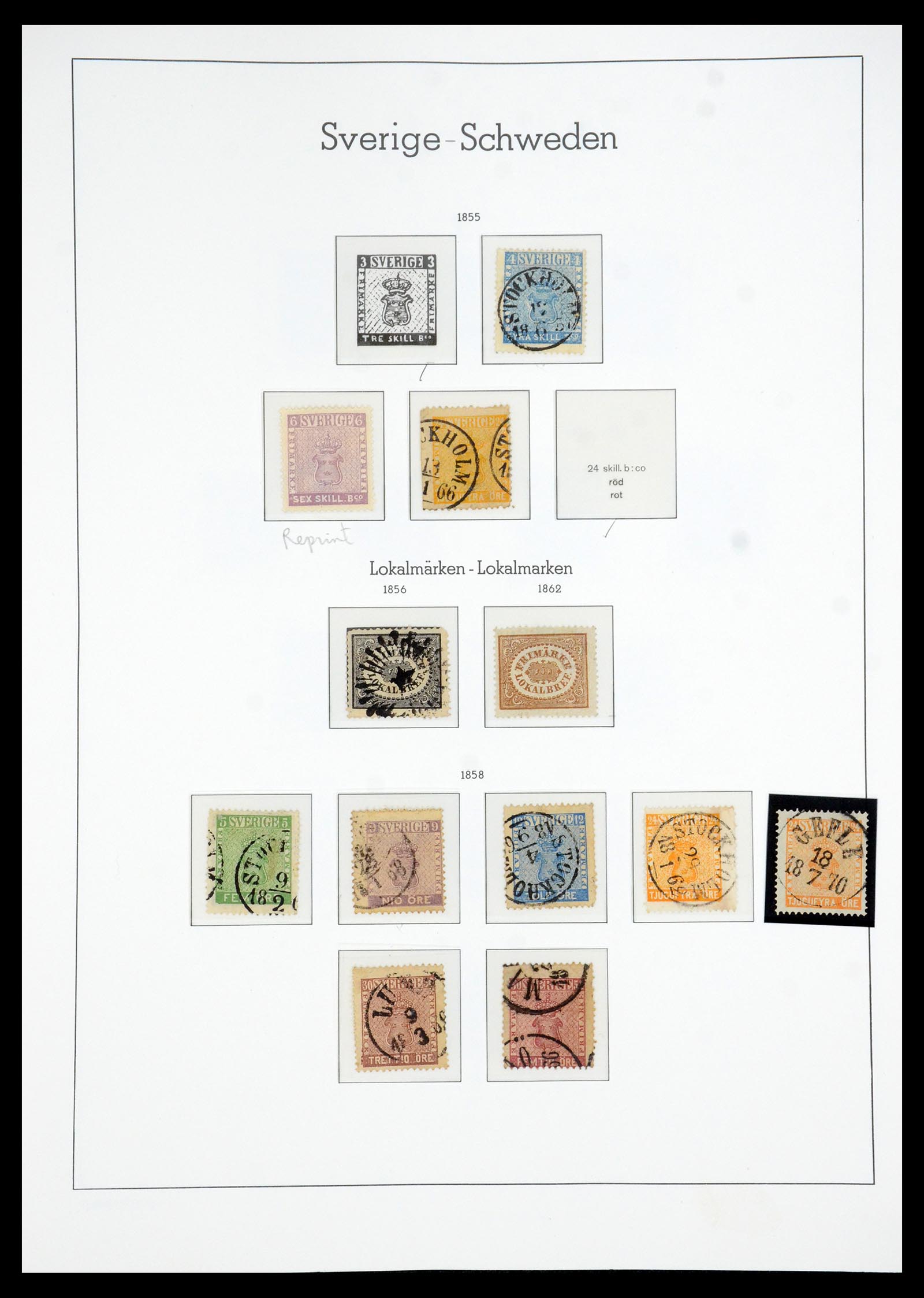 35778 001 - Postzegelverzameling 35778 Zweden 1855-1990.