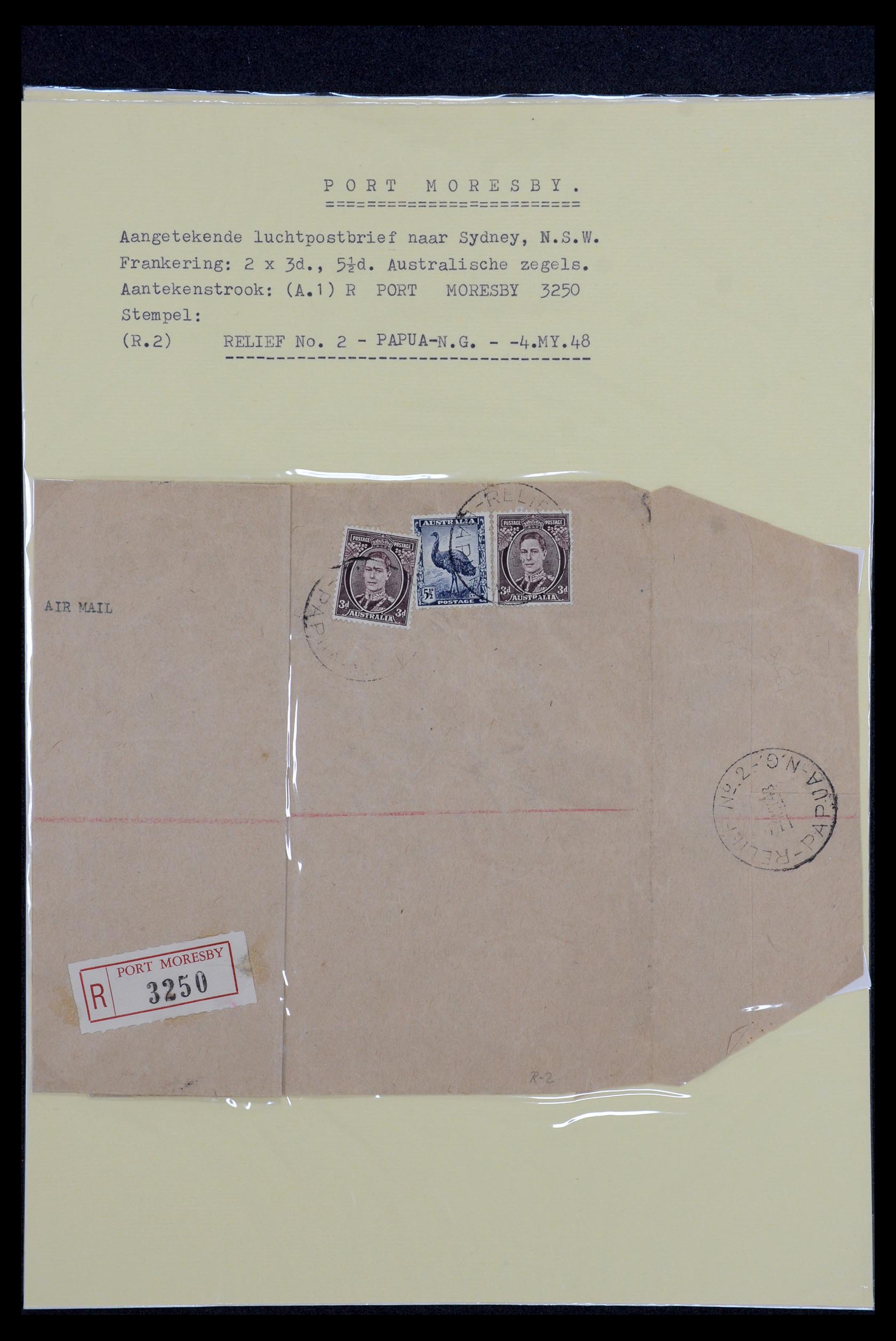 35787 002 - Postzegelverzameling 35787 Papua New Guinea  brieven 1945-1952.