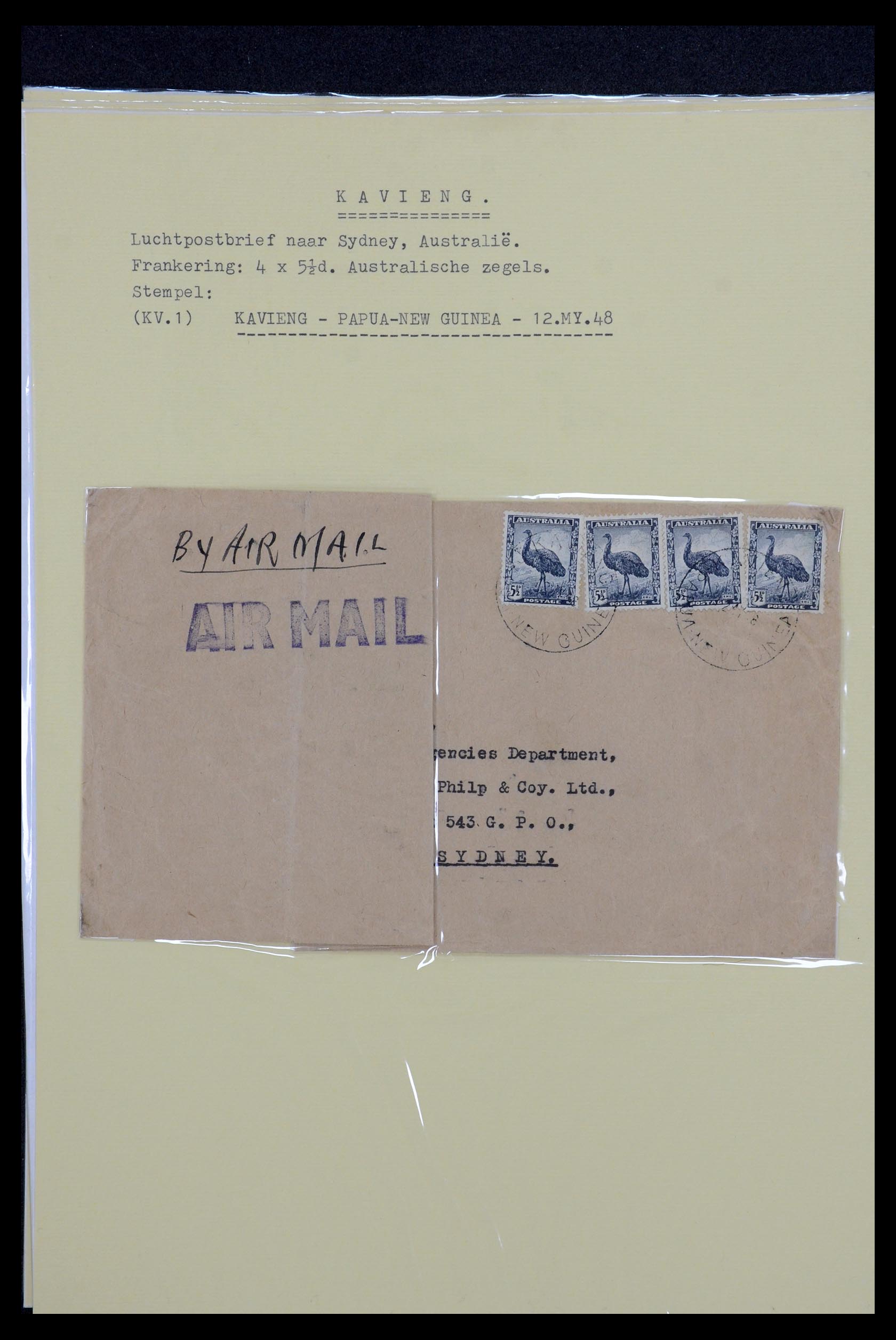 35787 003 - Postzegelverzameling 35787 Papua New Guinea  brieven 1945-1952.