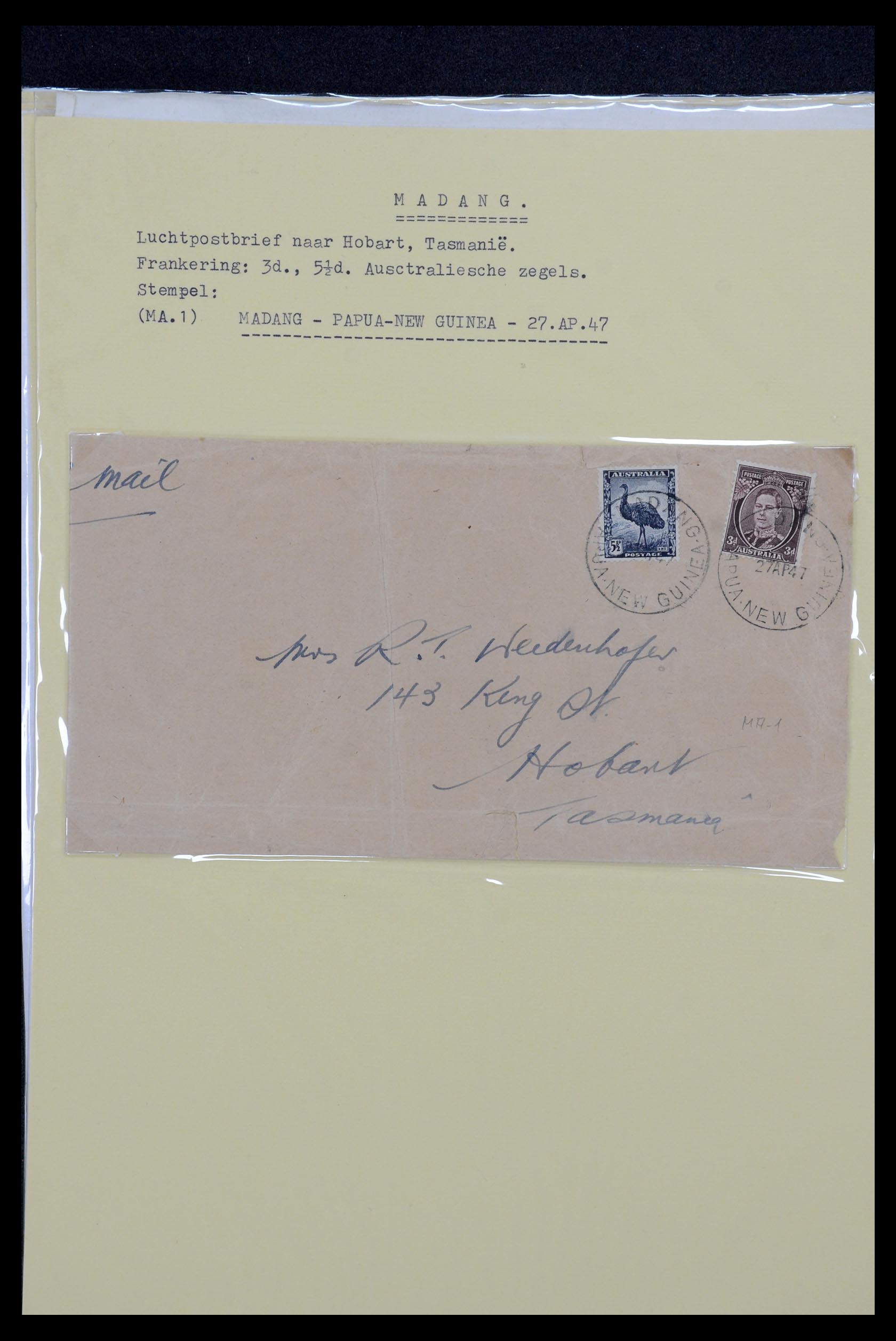 35787 004 - Postzegelverzameling 35787 Papua New Guinea  brieven 1945-1952.