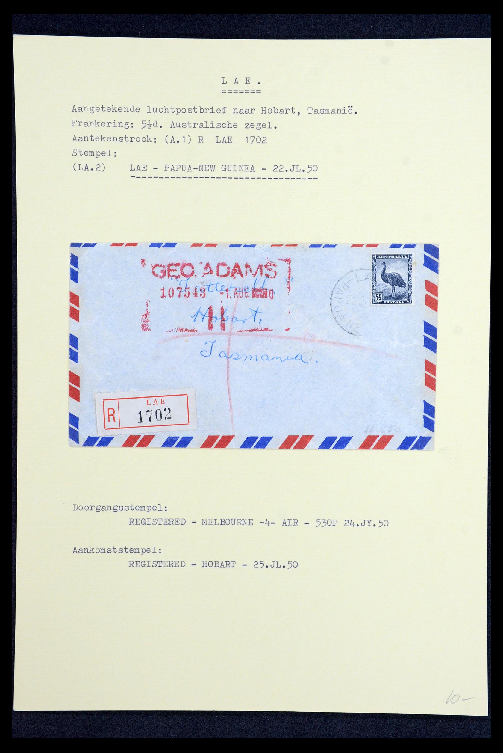 35787 006 - Postzegelverzameling 35787 Papua New Guinea  brieven 1945-1952.