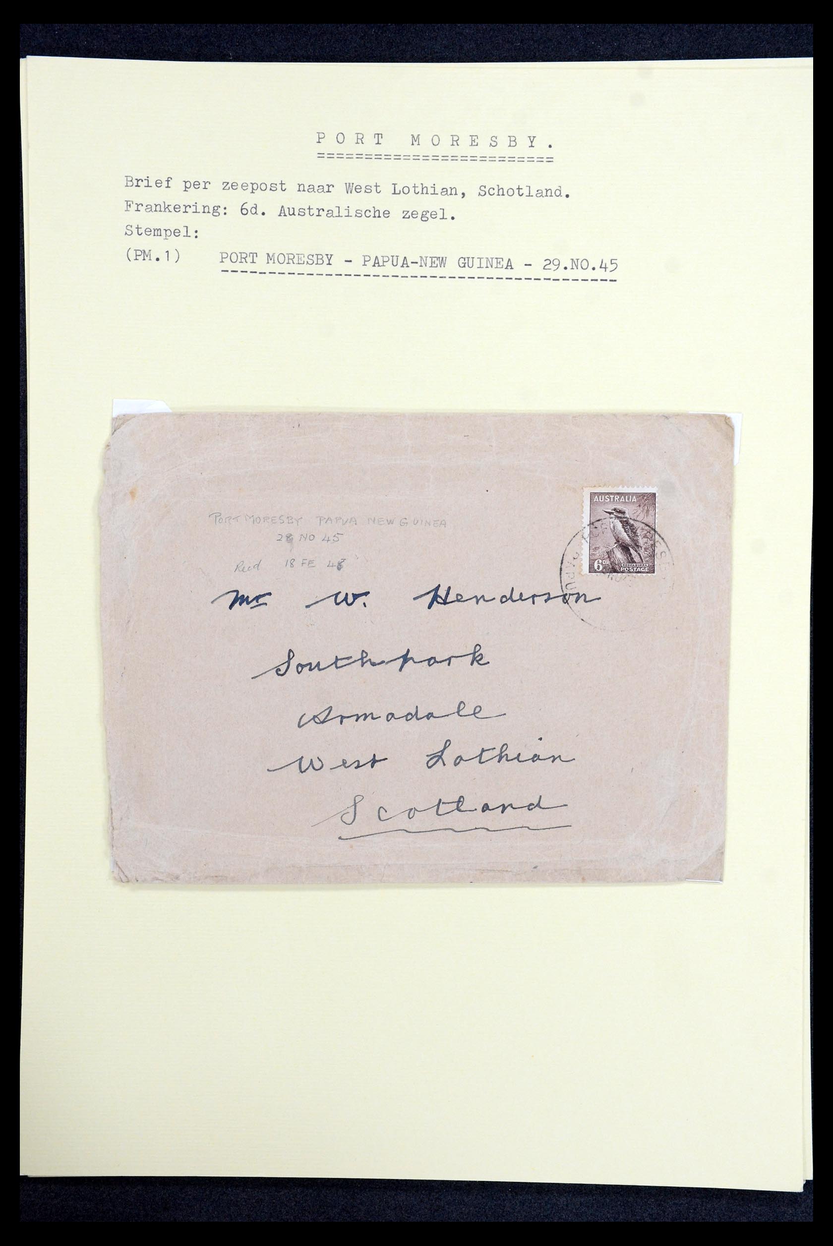35787 007 - Postzegelverzameling 35787 Papua New Guinea  brieven 1945-1952.