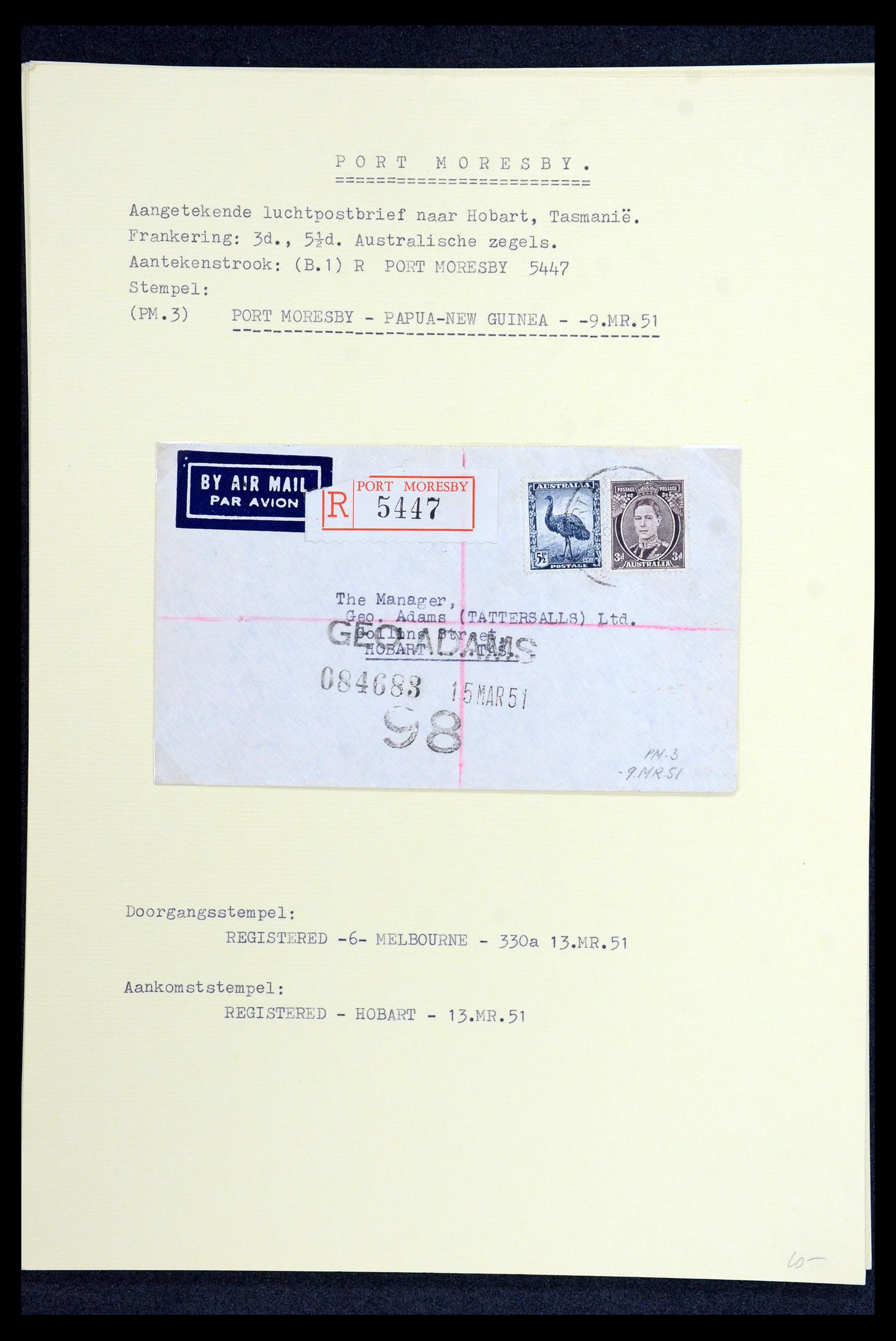 35787 009 - Postzegelverzameling 35787 Papua New Guinea  brieven 1945-1952.