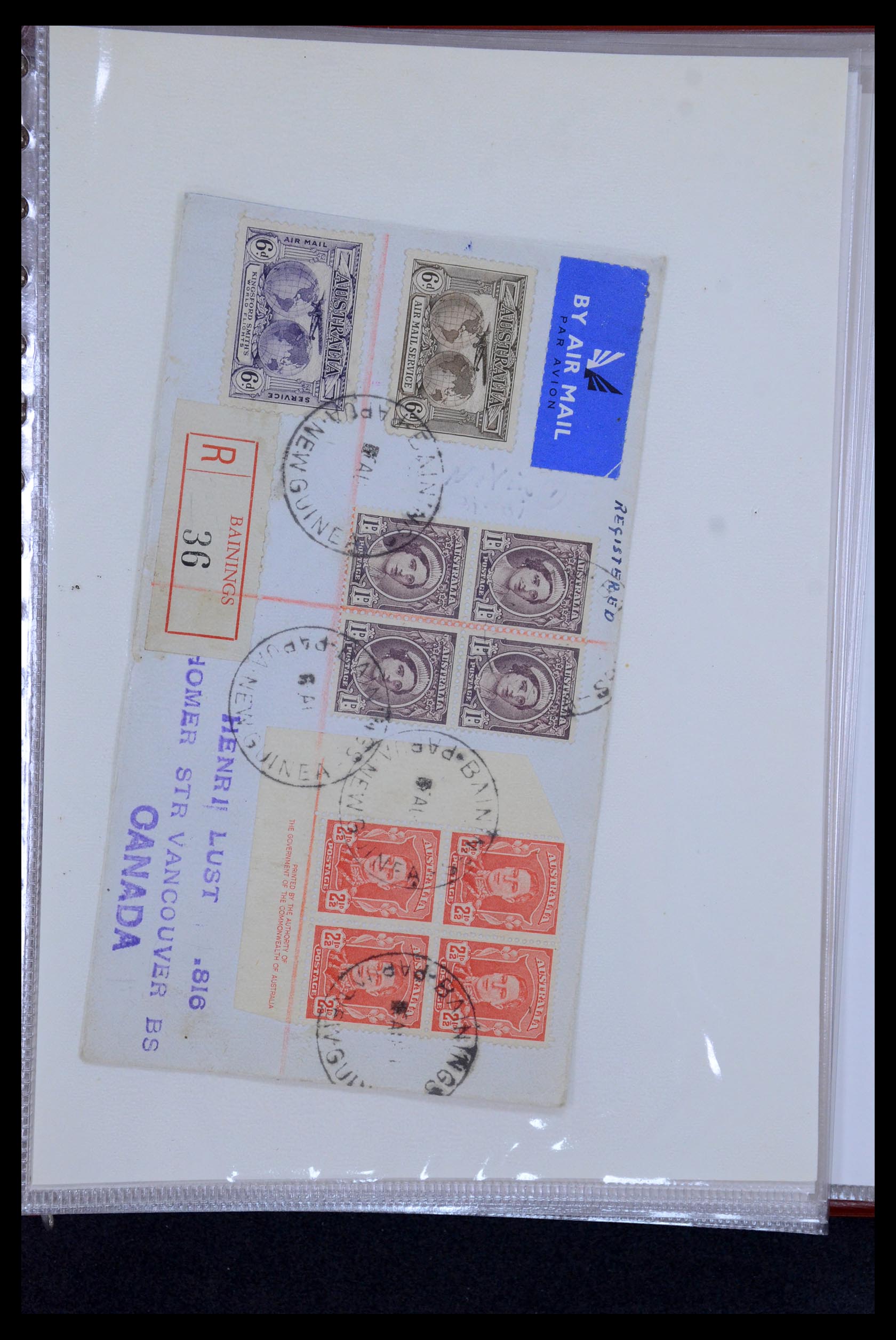 35787 010 - Postzegelverzameling 35787 Papua New Guinea  brieven 1945-1952.