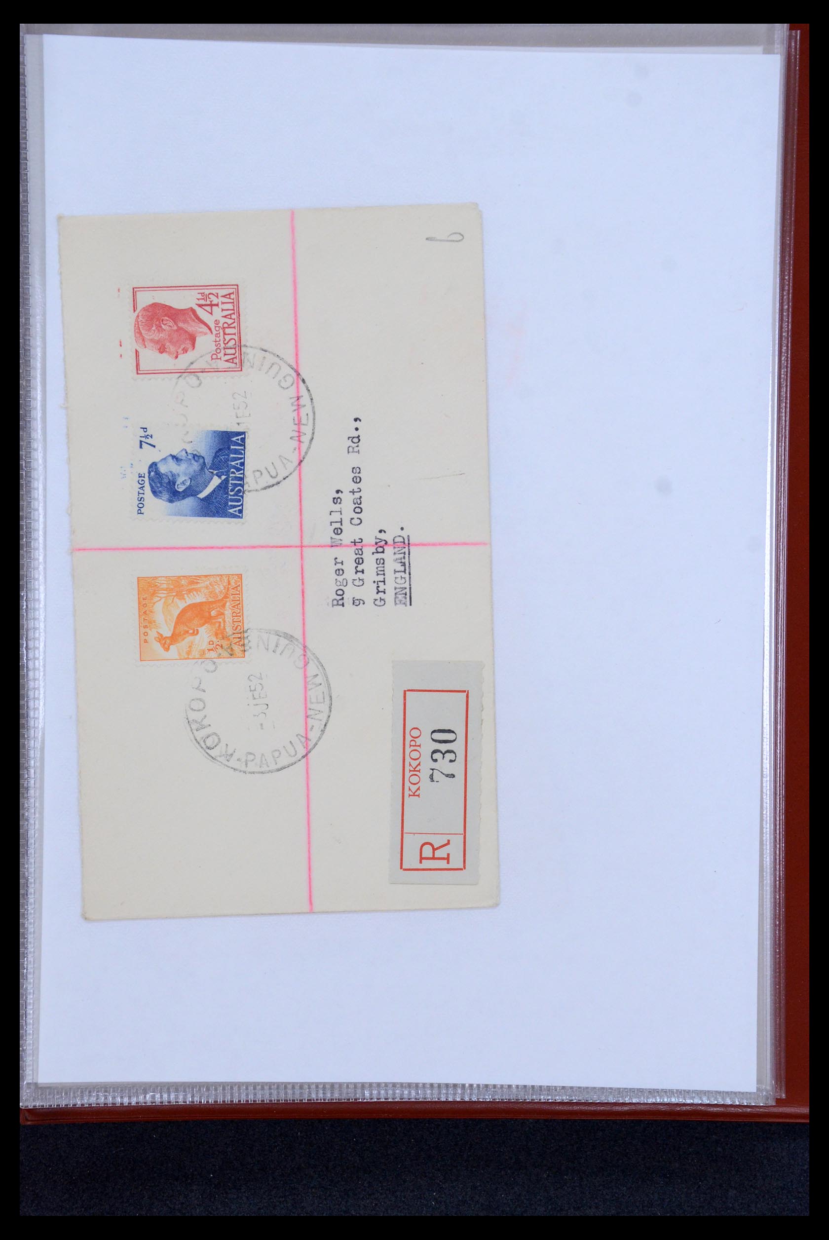 35787 017 - Postzegelverzameling 35787 Papua New Guinea  brieven 1945-1952.
