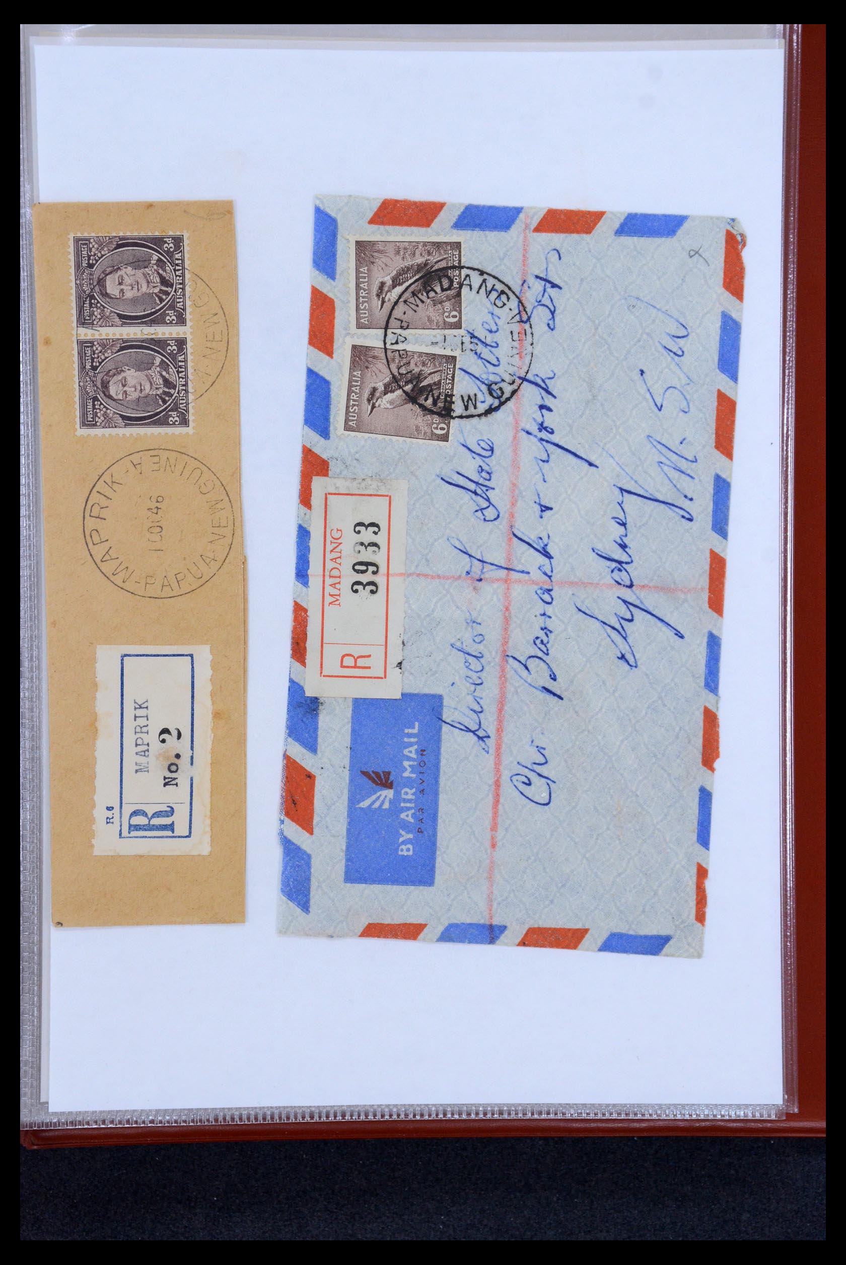 35787 020 - Postzegelverzameling 35787 Papua New Guinea  brieven 1945-1952.