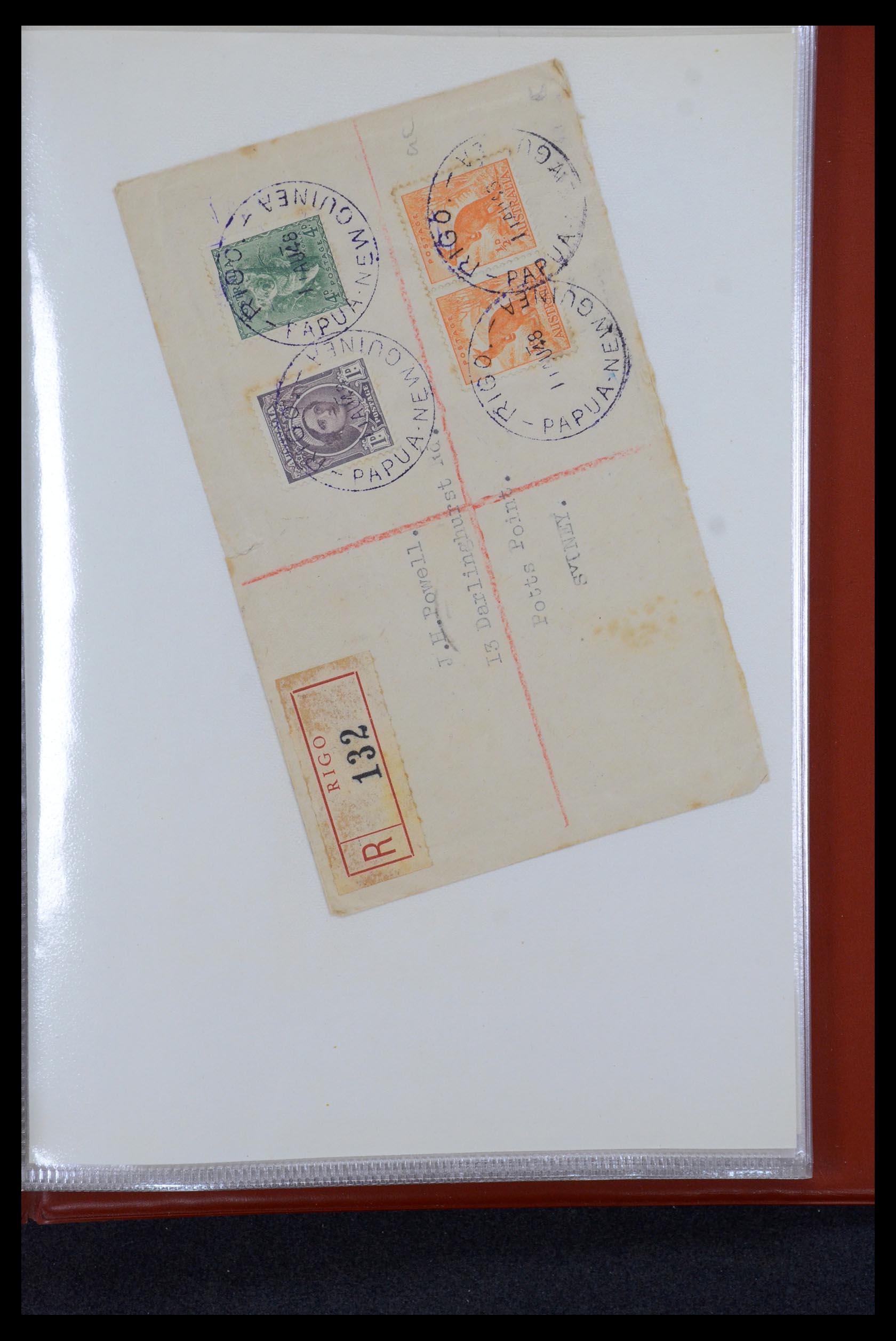 35787 028 - Postzegelverzameling 35787 Papua New Guinea  brieven 1945-1952.