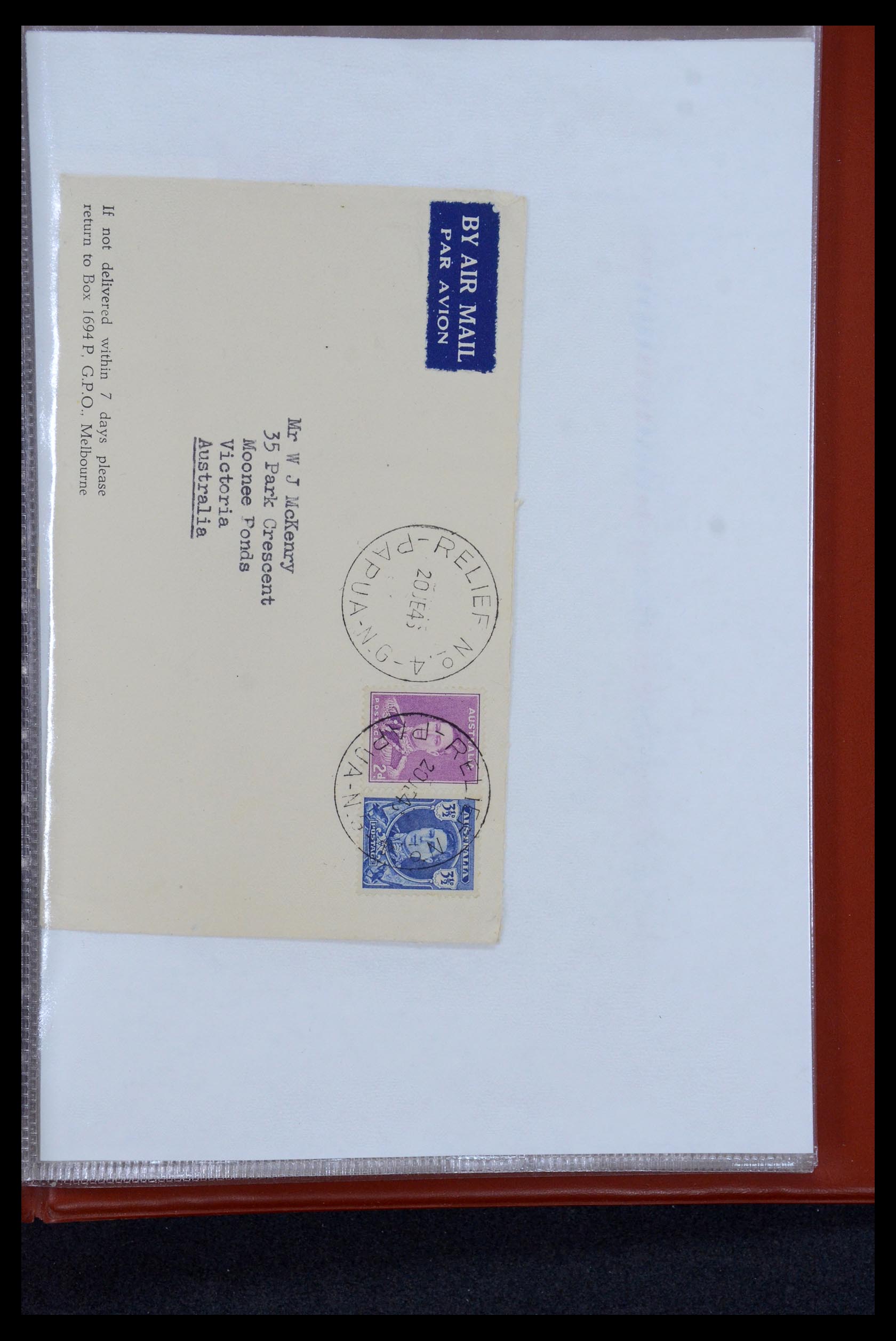 35787 033 - Postzegelverzameling 35787 Papua New Guinea  brieven 1945-1952.