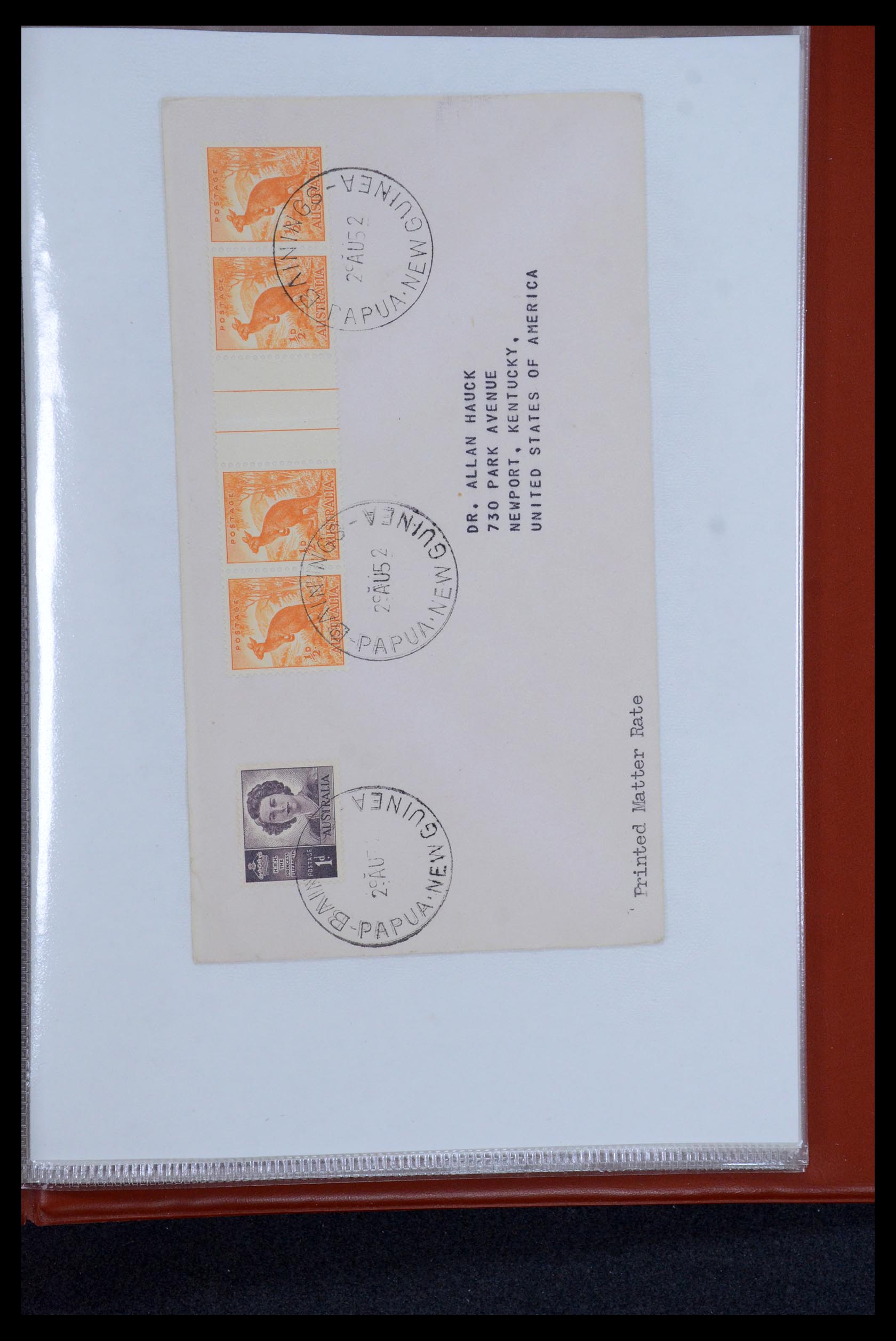 35787 034 - Postzegelverzameling 35787 Papua New Guinea  brieven 1945-1952.