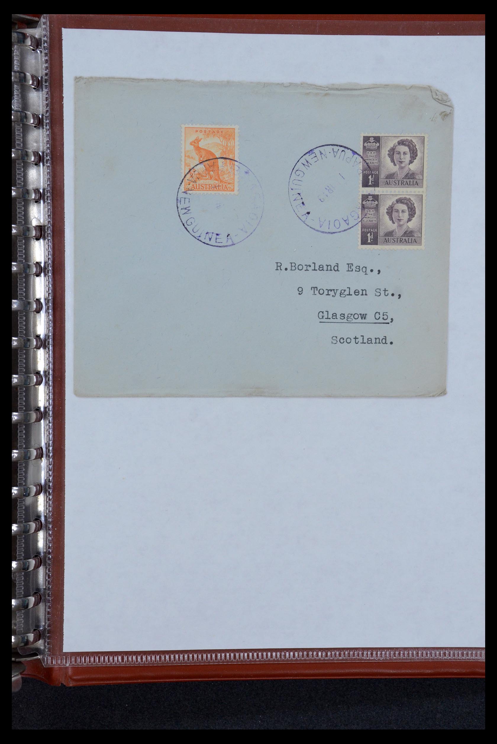 35787 042 - Postzegelverzameling 35787 Papua New Guinea  brieven 1945-1952.