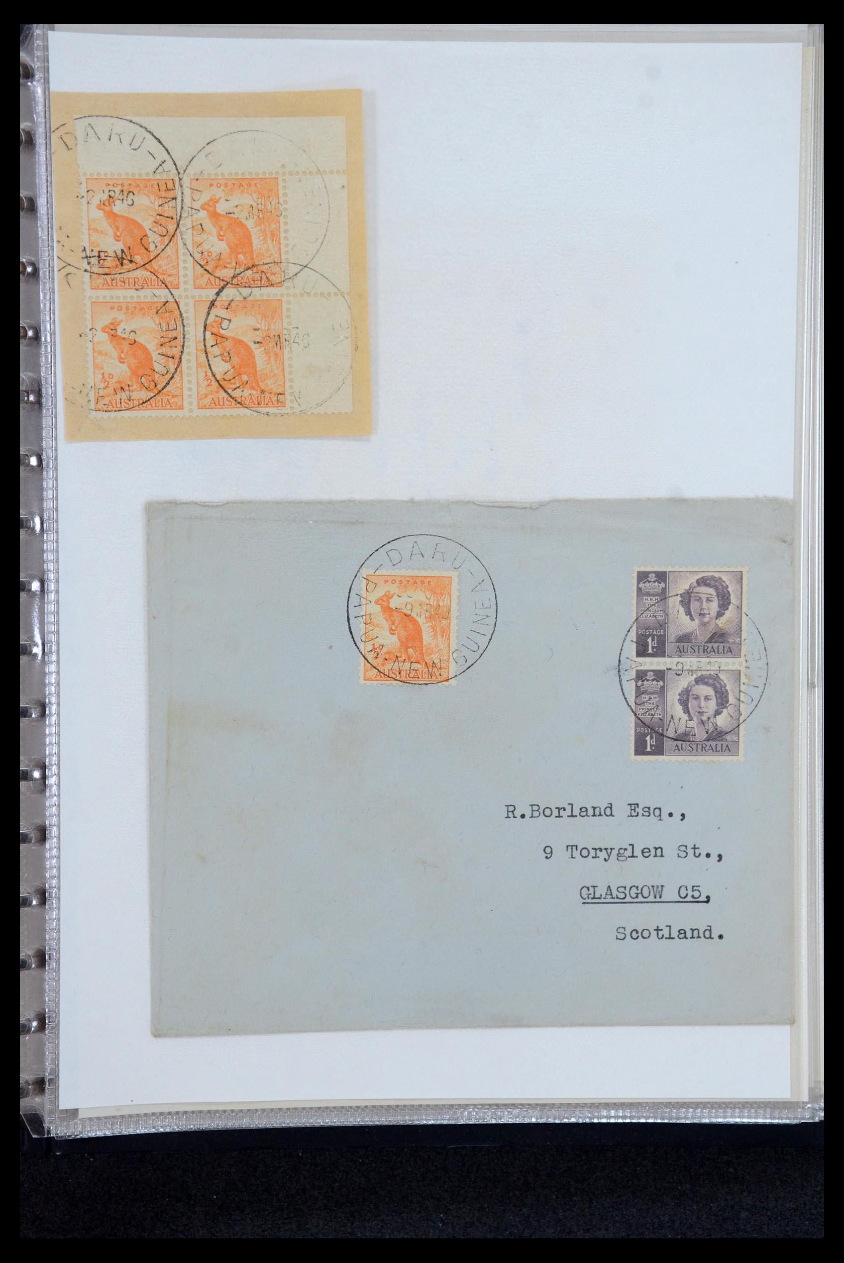 35787 046 - Postzegelverzameling 35787 Papua New Guinea  brieven 1945-1952.