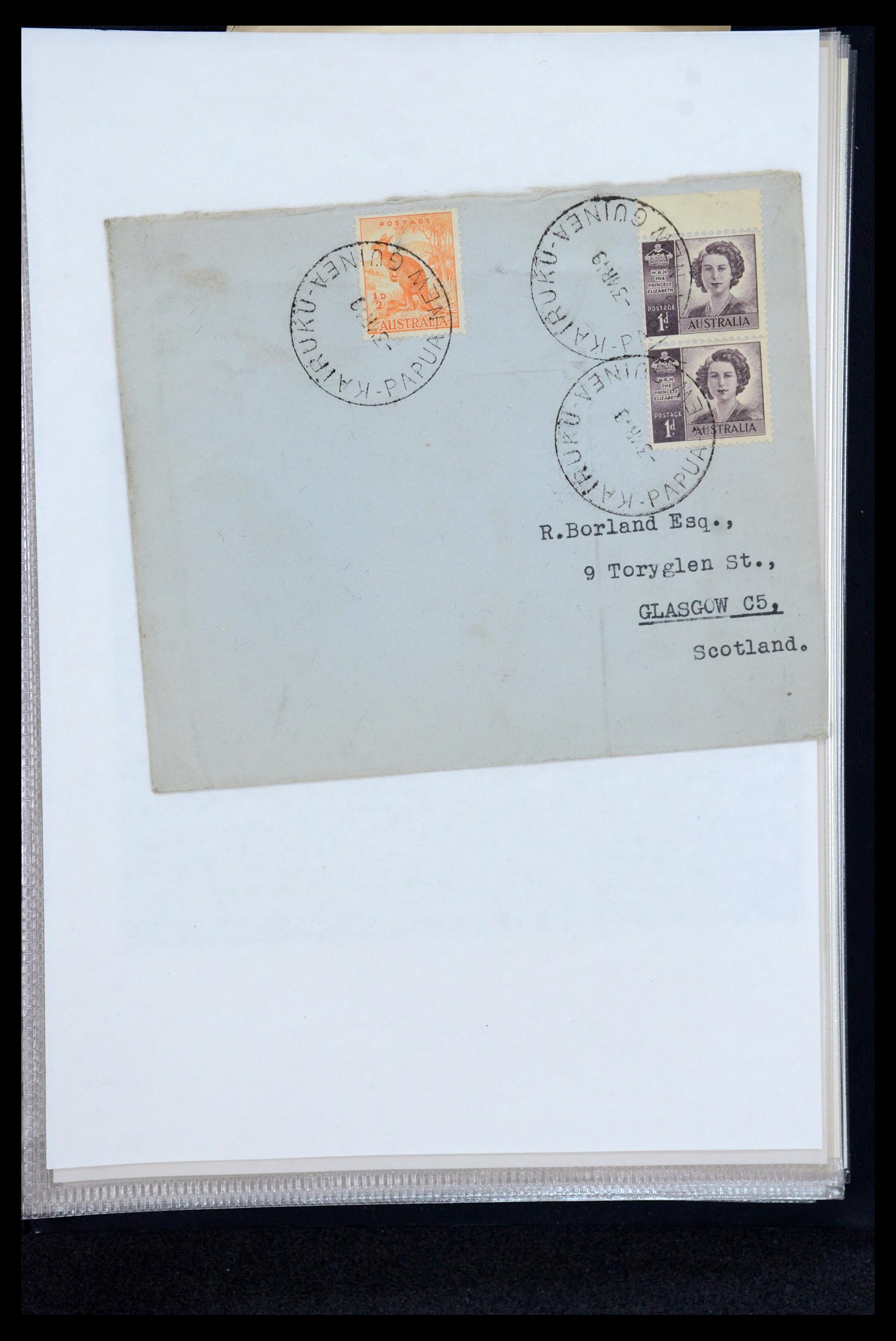 35787 048 - Postzegelverzameling 35787 Papua New Guinea  brieven 1945-1952.