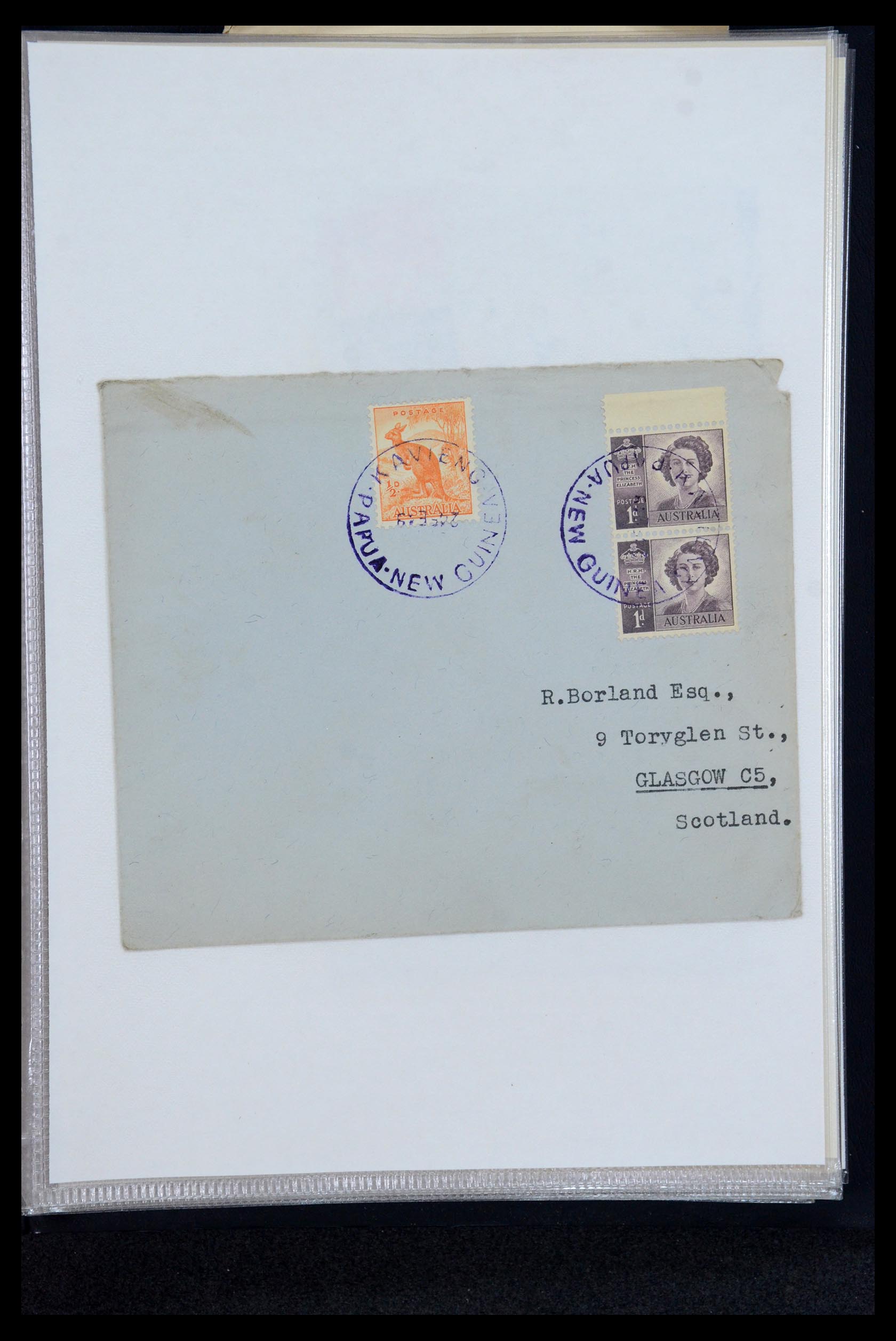 35787 049 - Postzegelverzameling 35787 Papua New Guinea  brieven 1945-1952.