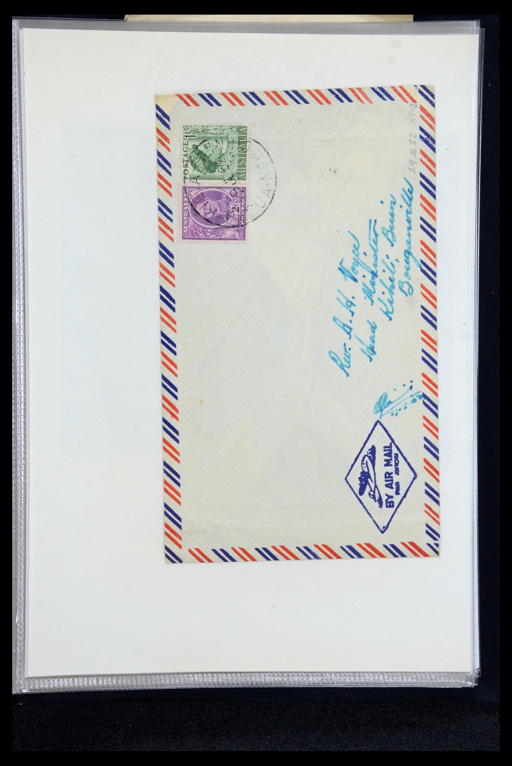 35787 052 - Postzegelverzameling 35787 Papua New Guinea  brieven 1945-1952.