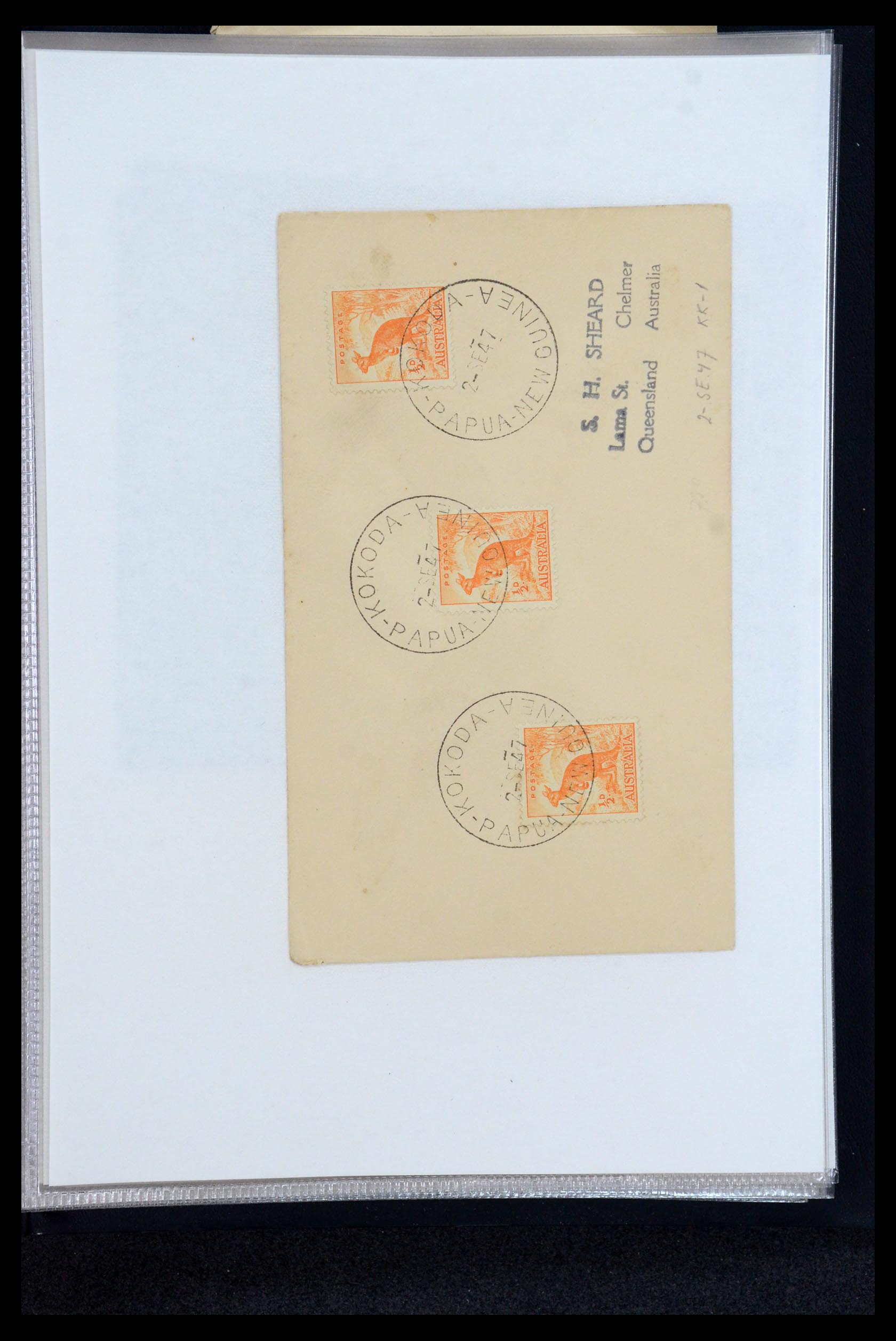 35787 054 - Postzegelverzameling 35787 Papua New Guinea  brieven 1945-1952.