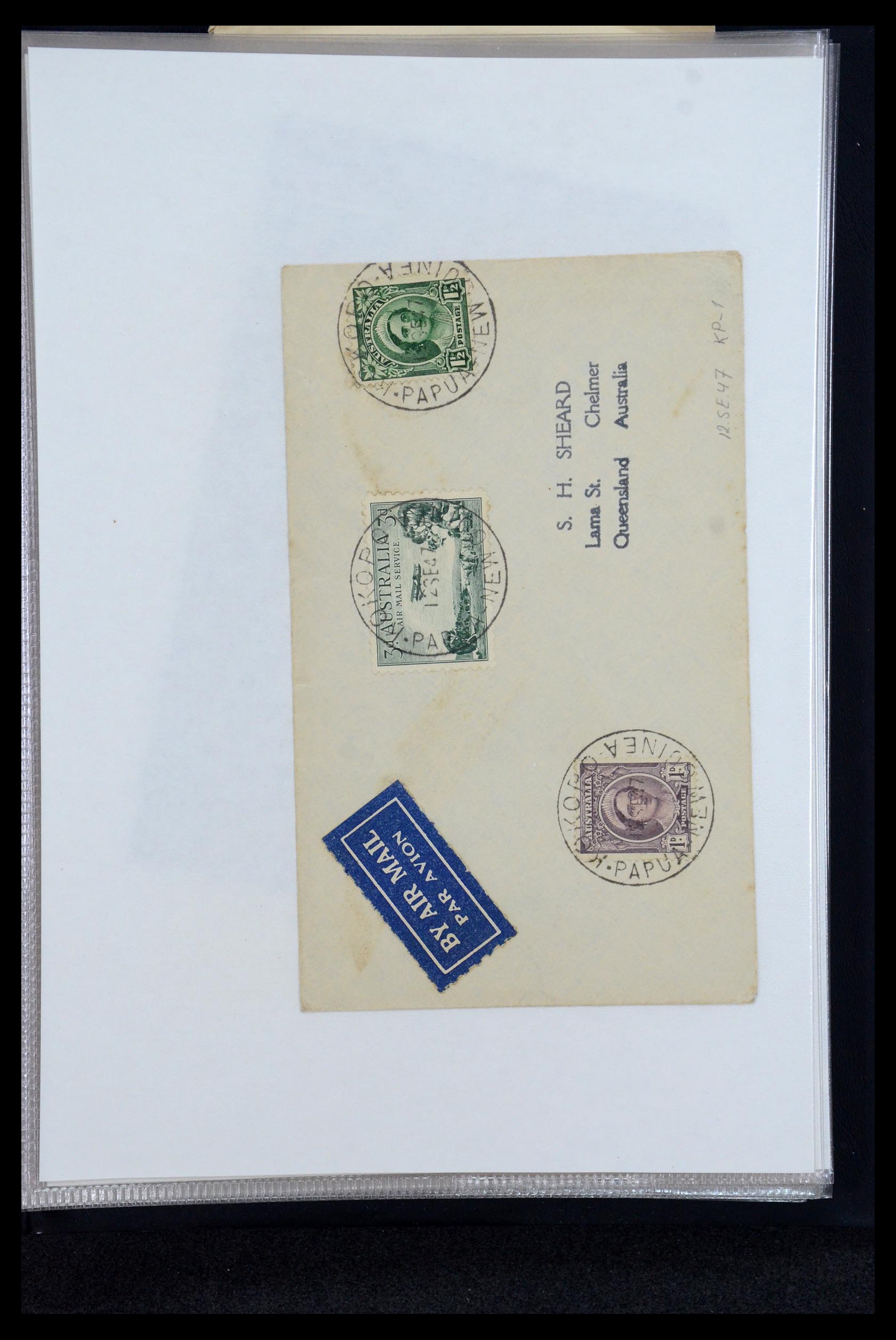 35787 056 - Postzegelverzameling 35787 Papua New Guinea  brieven 1945-1952.