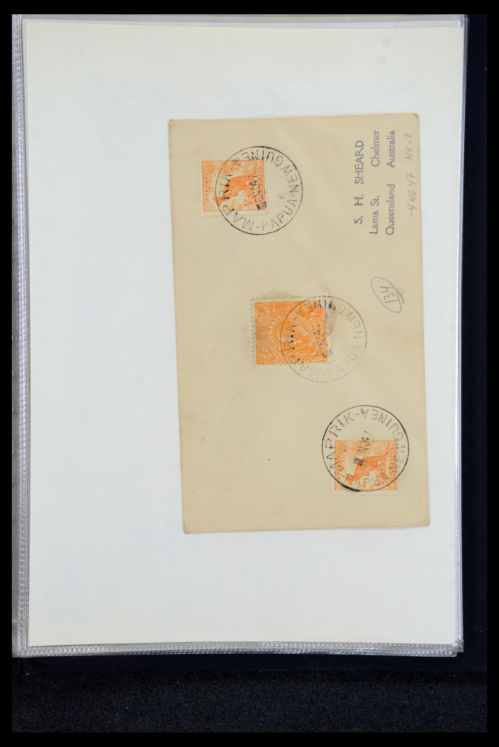 35787 063 - Postzegelverzameling 35787 Papua New Guinea  brieven 1945-1952.