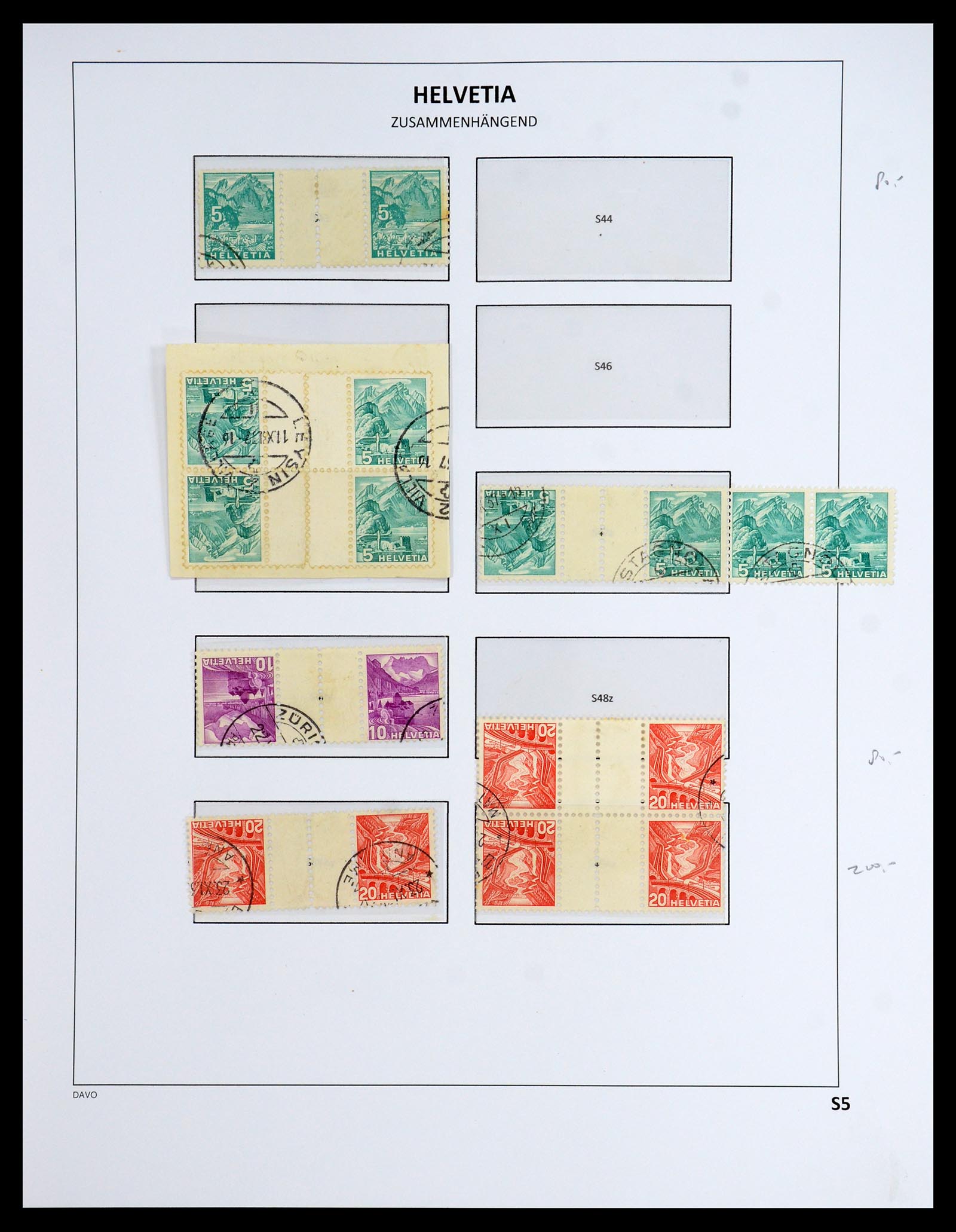 35790 011 - Postzegelverzameling 35790 Zwitserland combinaties 1915-1973.