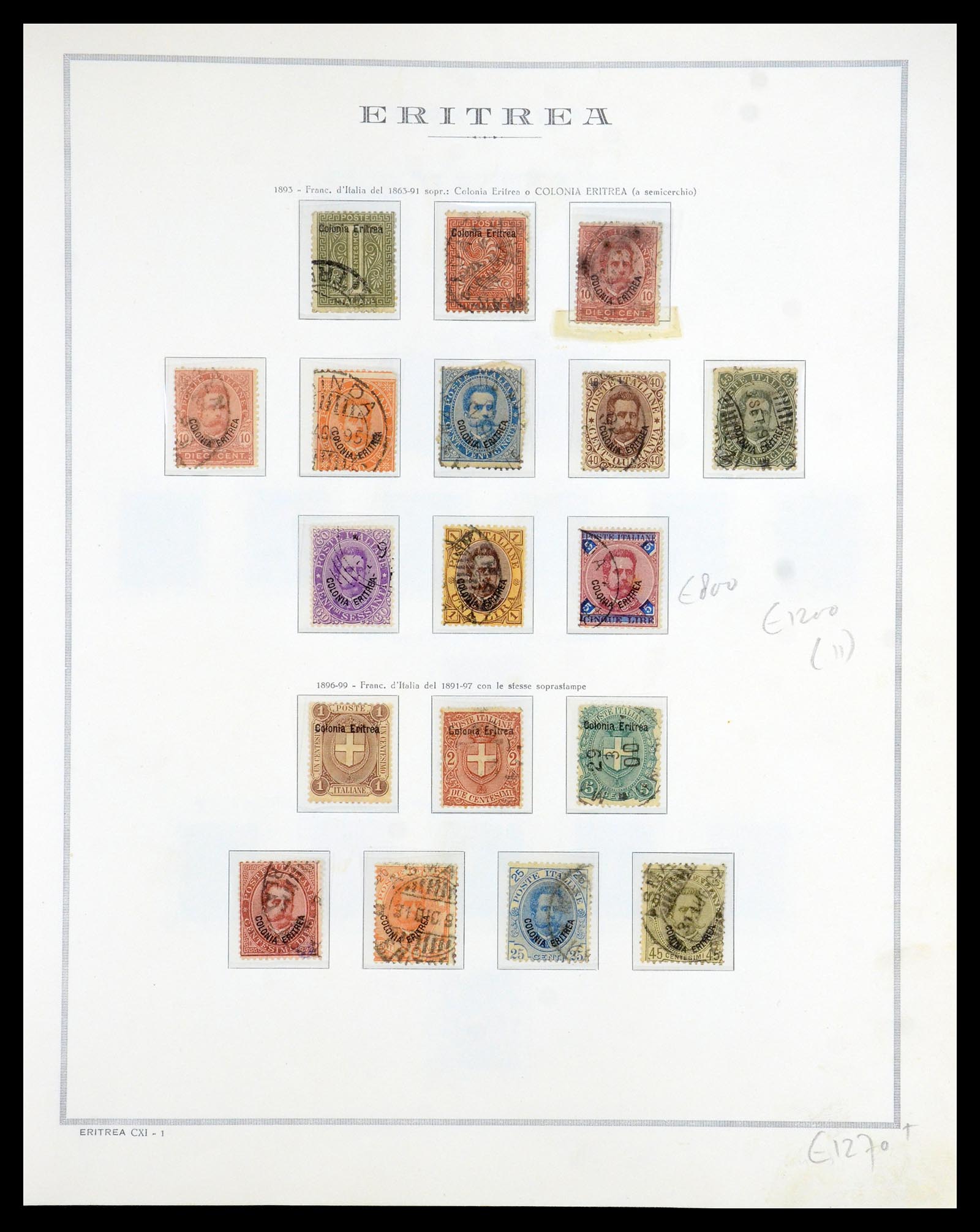 35797 001 - Postzegelverzameling 35797 Eritrea 1893-1951.