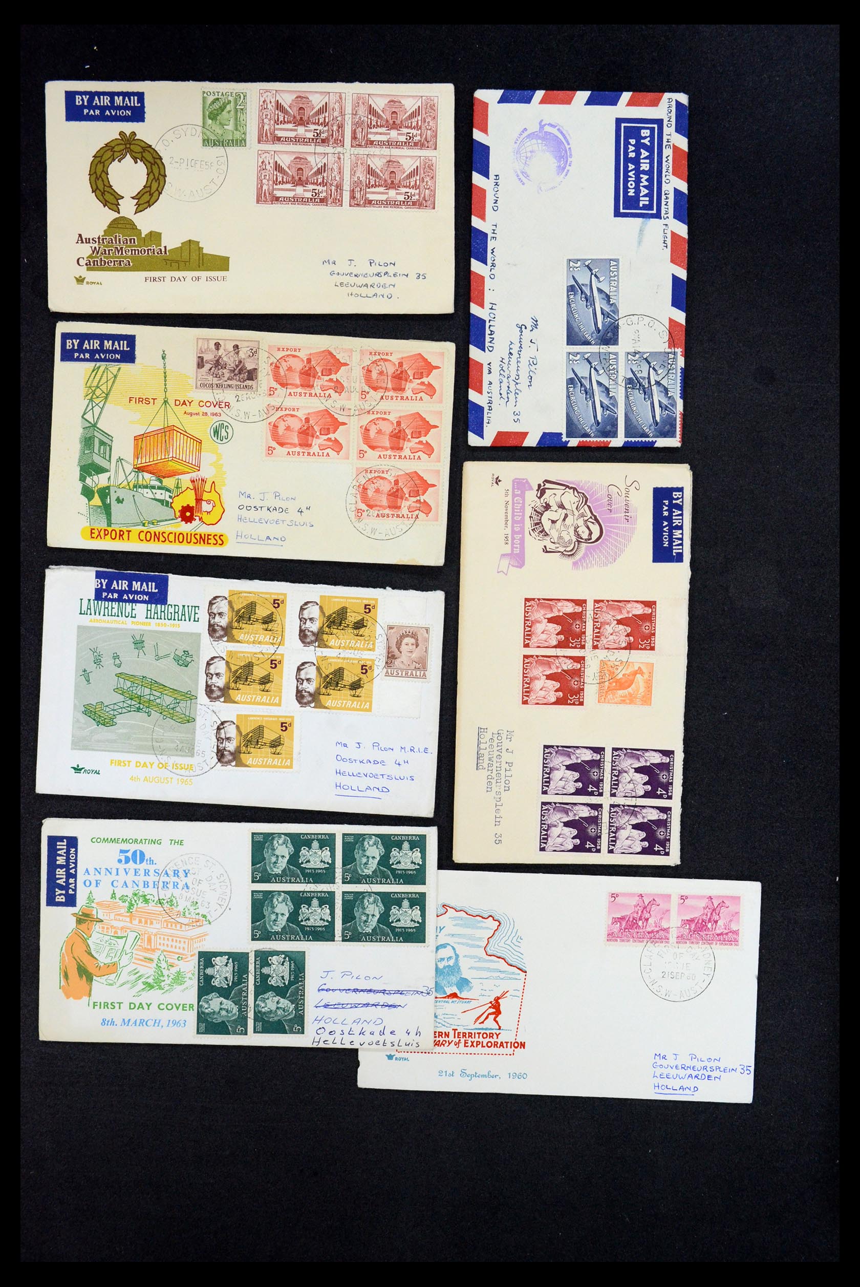 35818 004 - Postzegelverzameling 35818 Australië brieven 1860-1966.