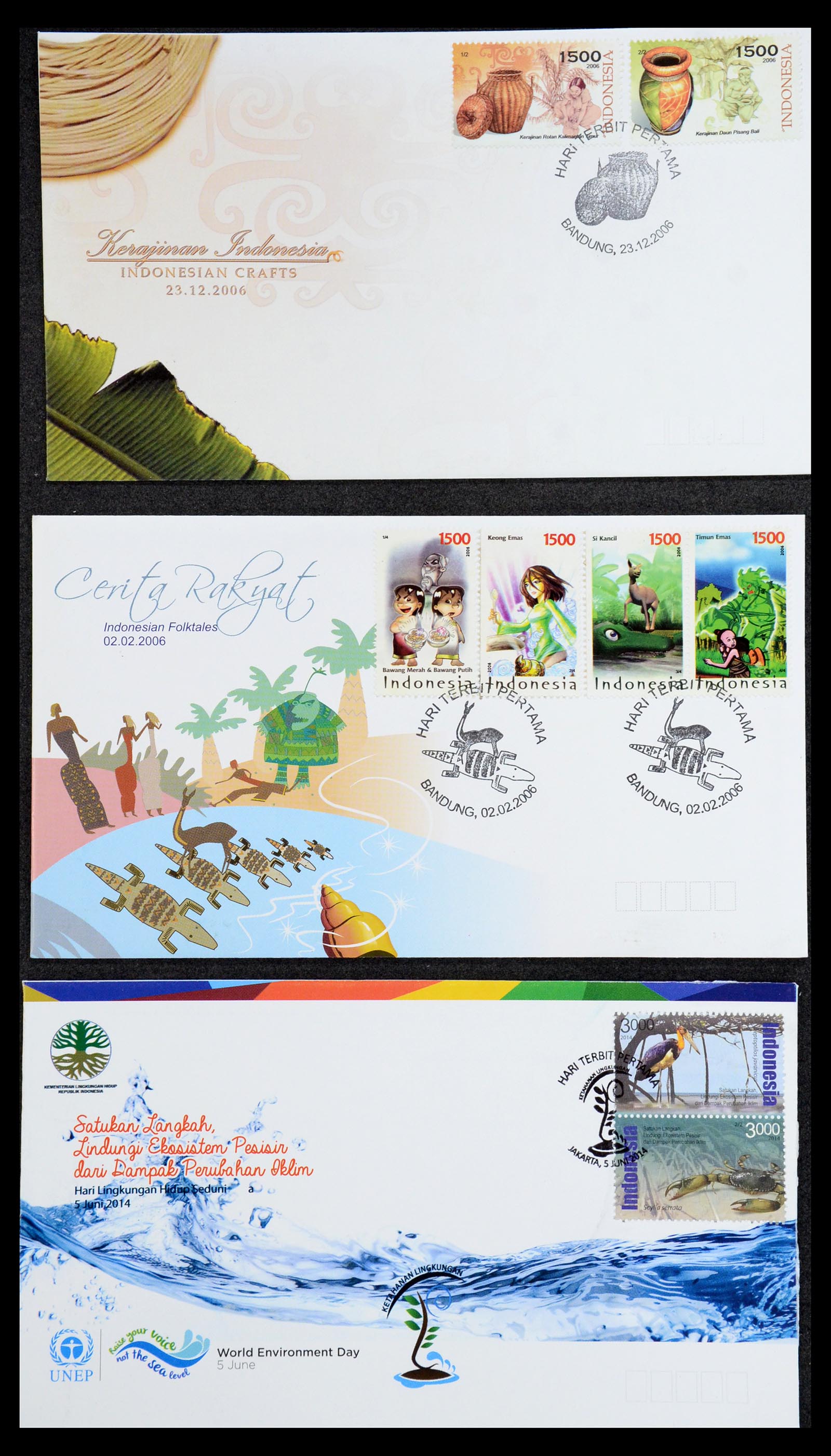35822 020 - Postzegelverzameling 35822 Indonesië FDC's 1955-2016.