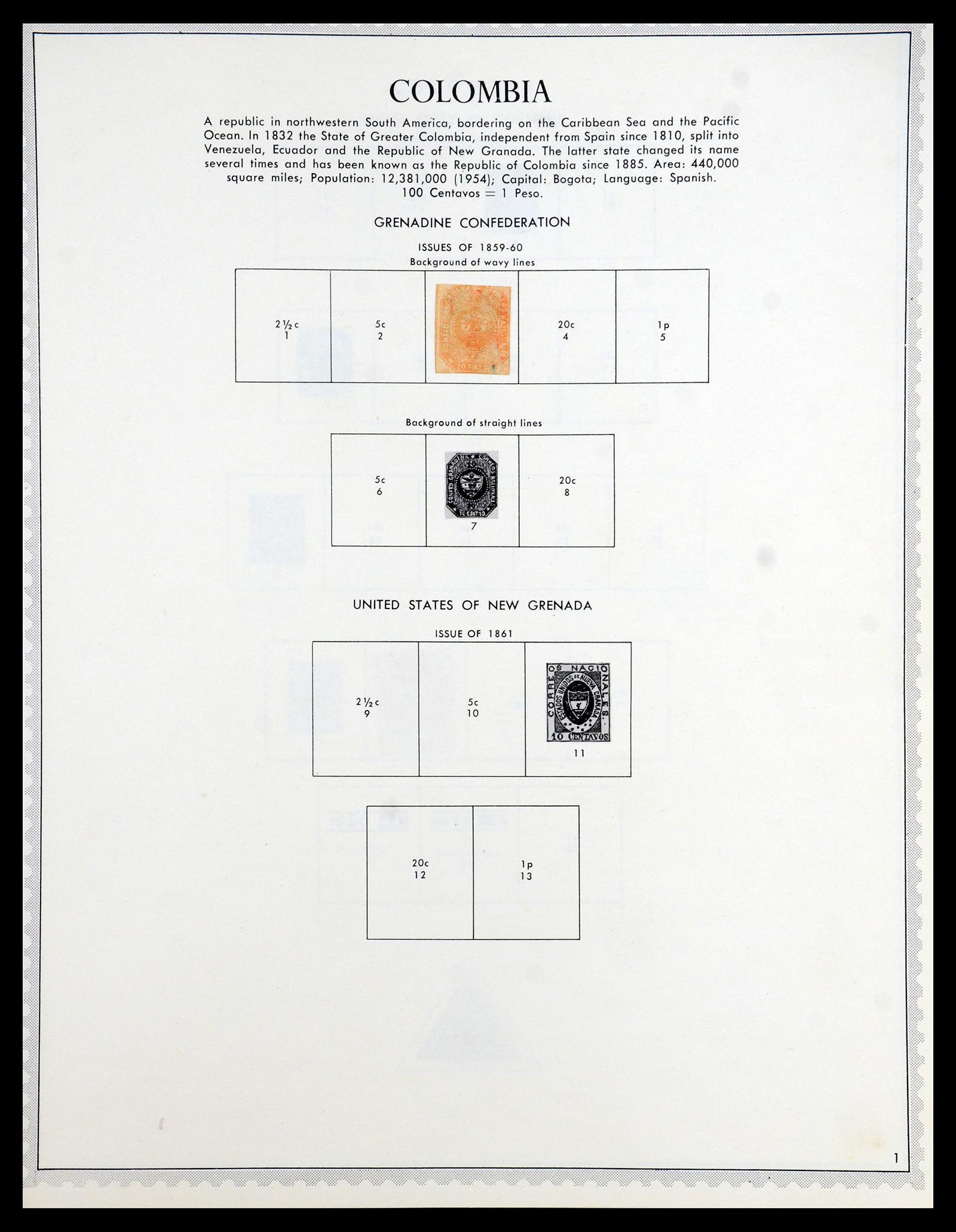 35828 001 - Postzegelverzameling 35828 Colombia en Staten 1859-1971.