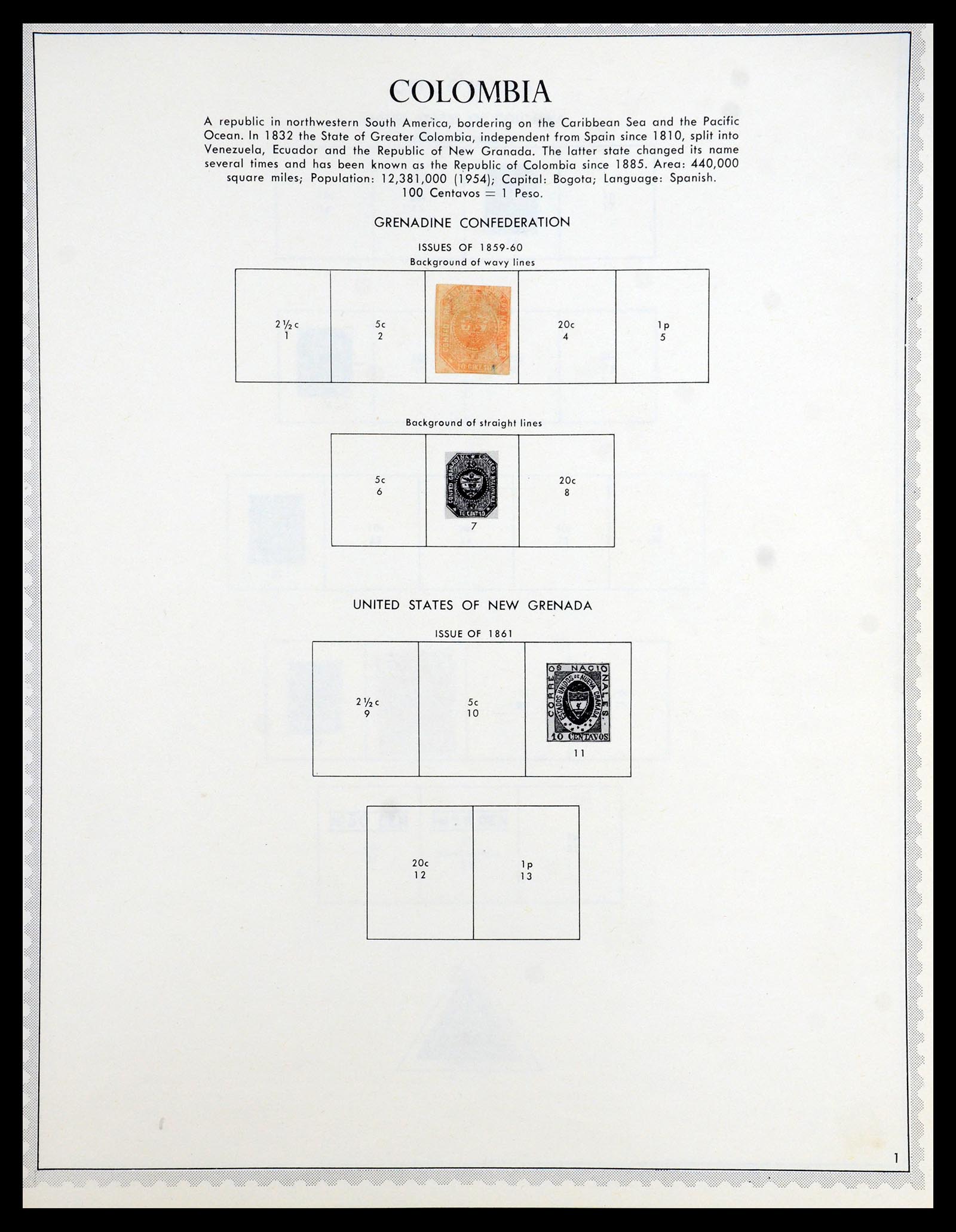 35828 001 - Stamp Collection 35828 Colombia and States 1859-1971.