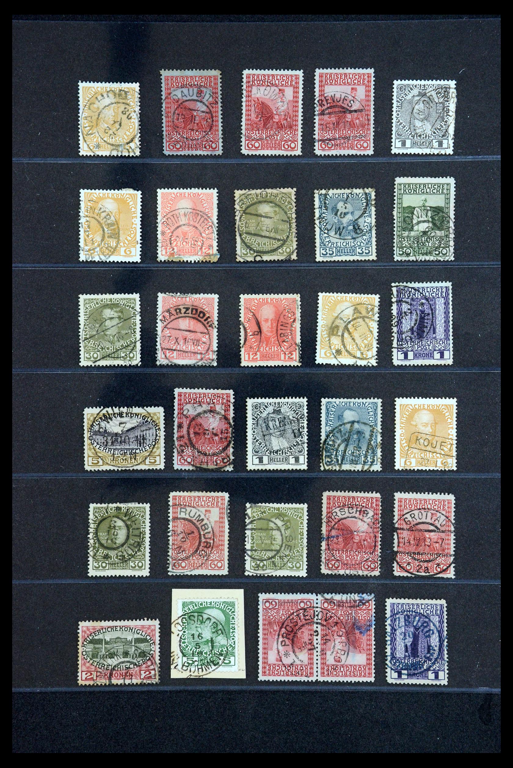 35833 002 - Stamp Collection 35833 Austria cancels 1908-1910.