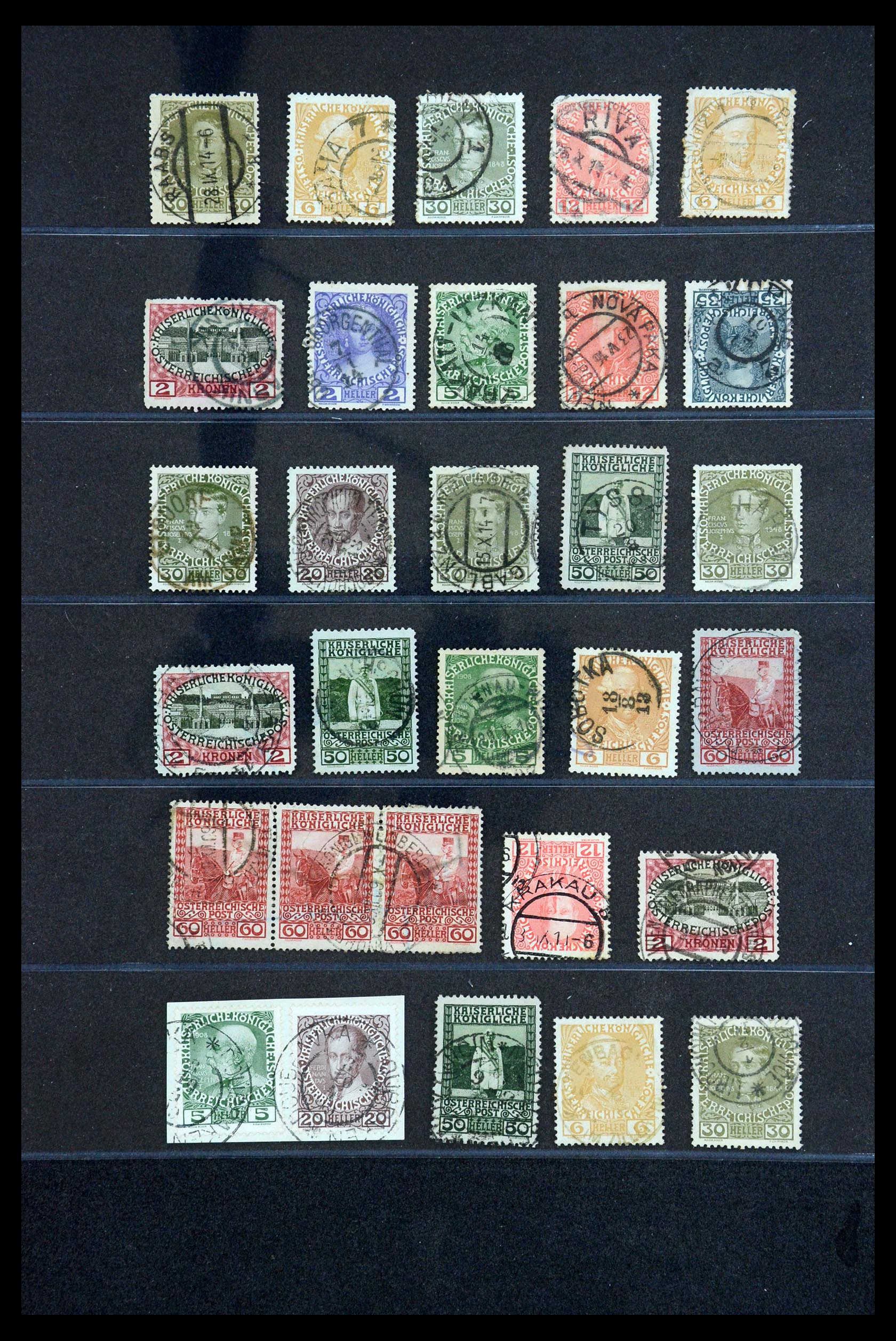 35833 004 - Stamp Collection 35833 Austria cancels 1908-1910.