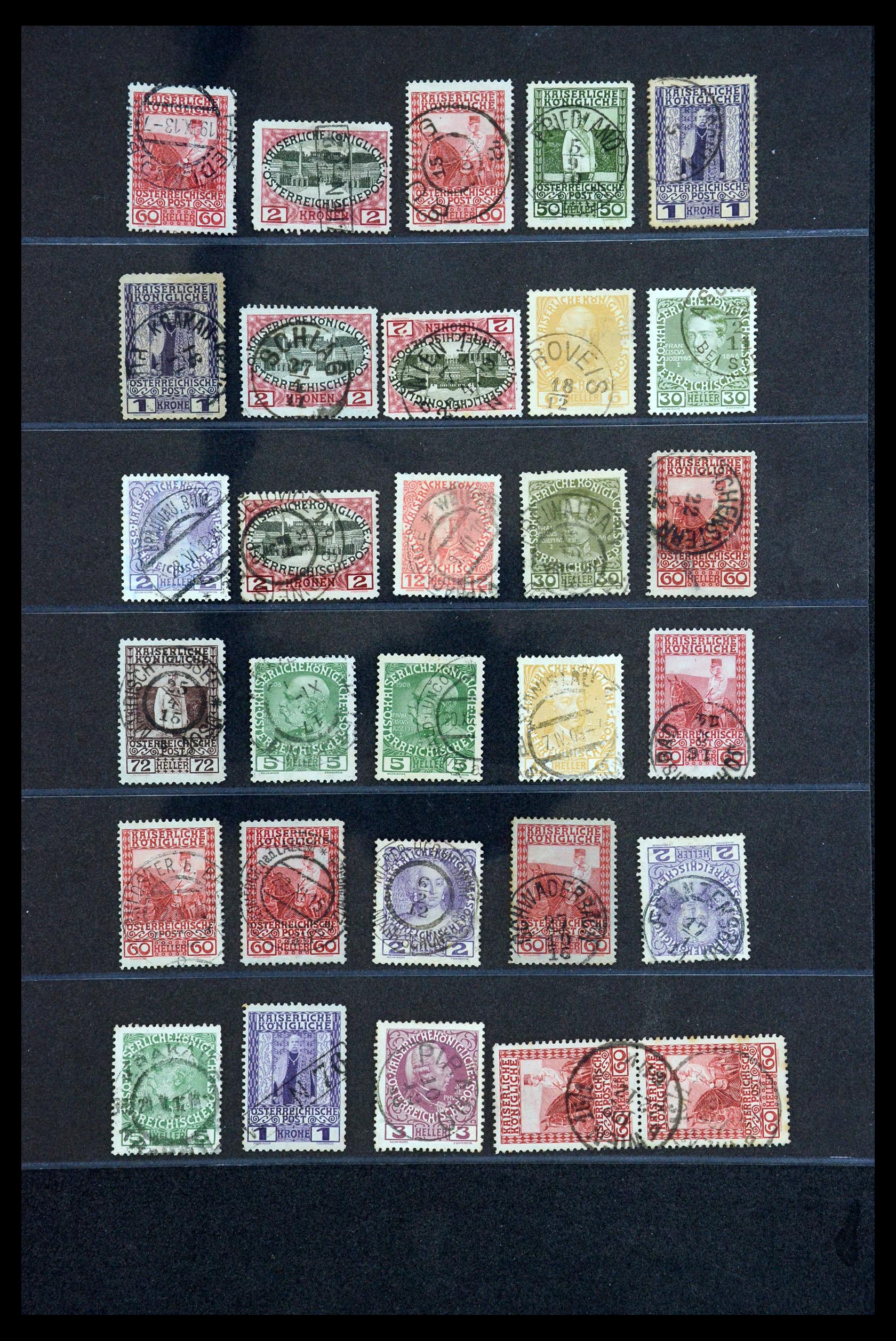 35833 007 - Stamp Collection 35833 Austria cancels 1908-1910.