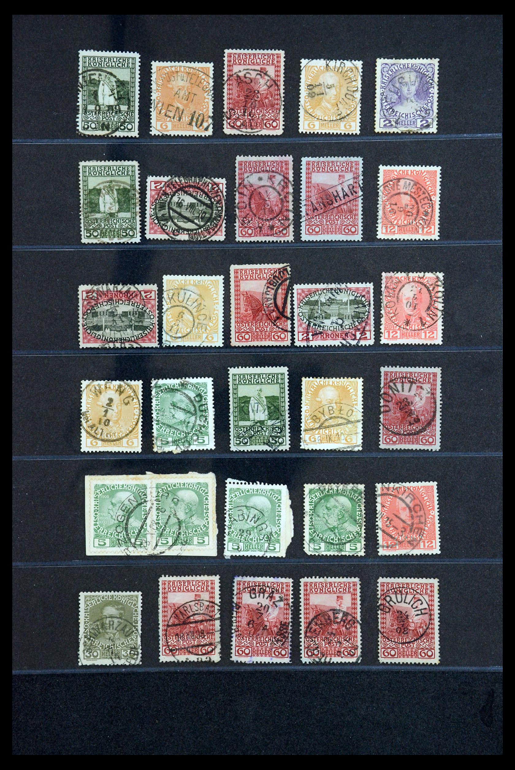 35833 008 - Stamp Collection 35833 Austria cancels 1908-1910.