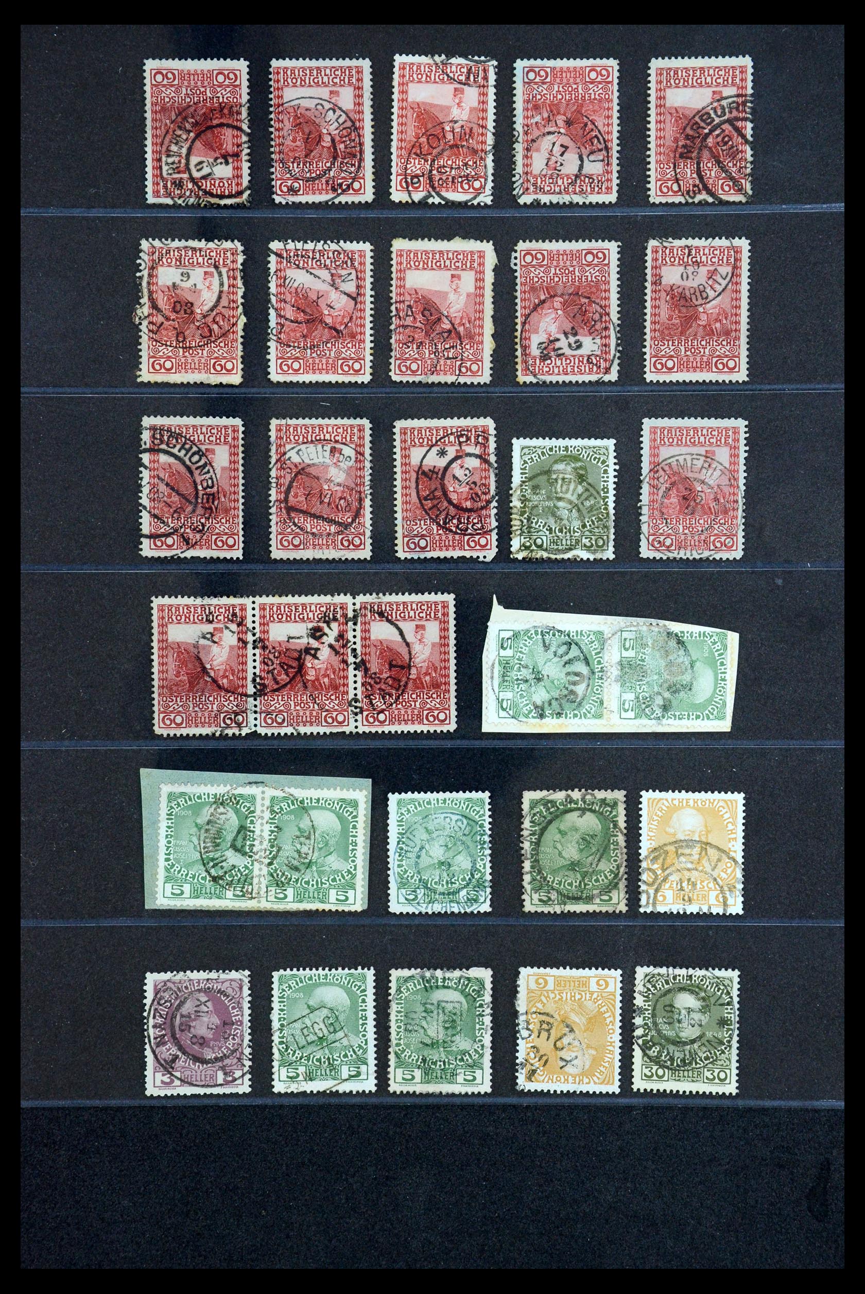 35833 009 - Stamp Collection 35833 Austria cancels 1908-1910.