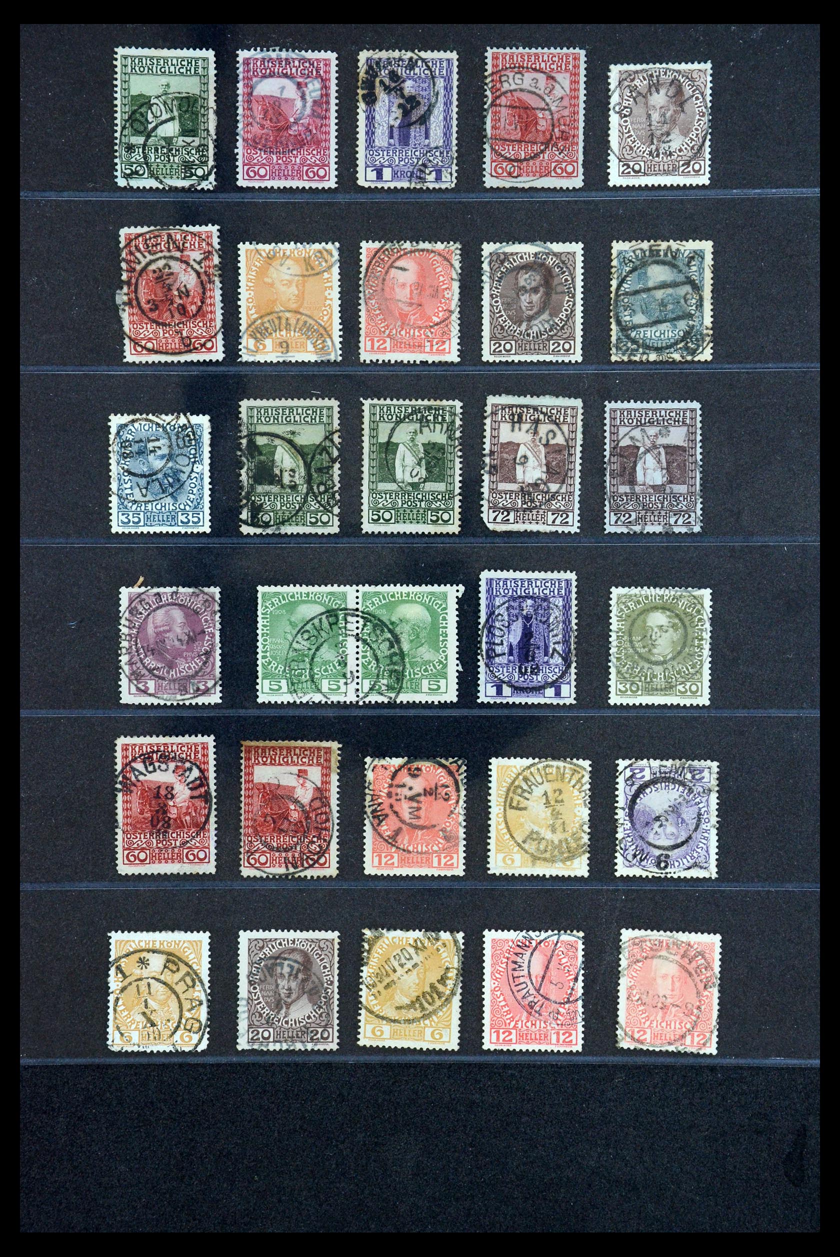 35833 013 - Stamp Collection 35833 Austria cancels 1908-1910.