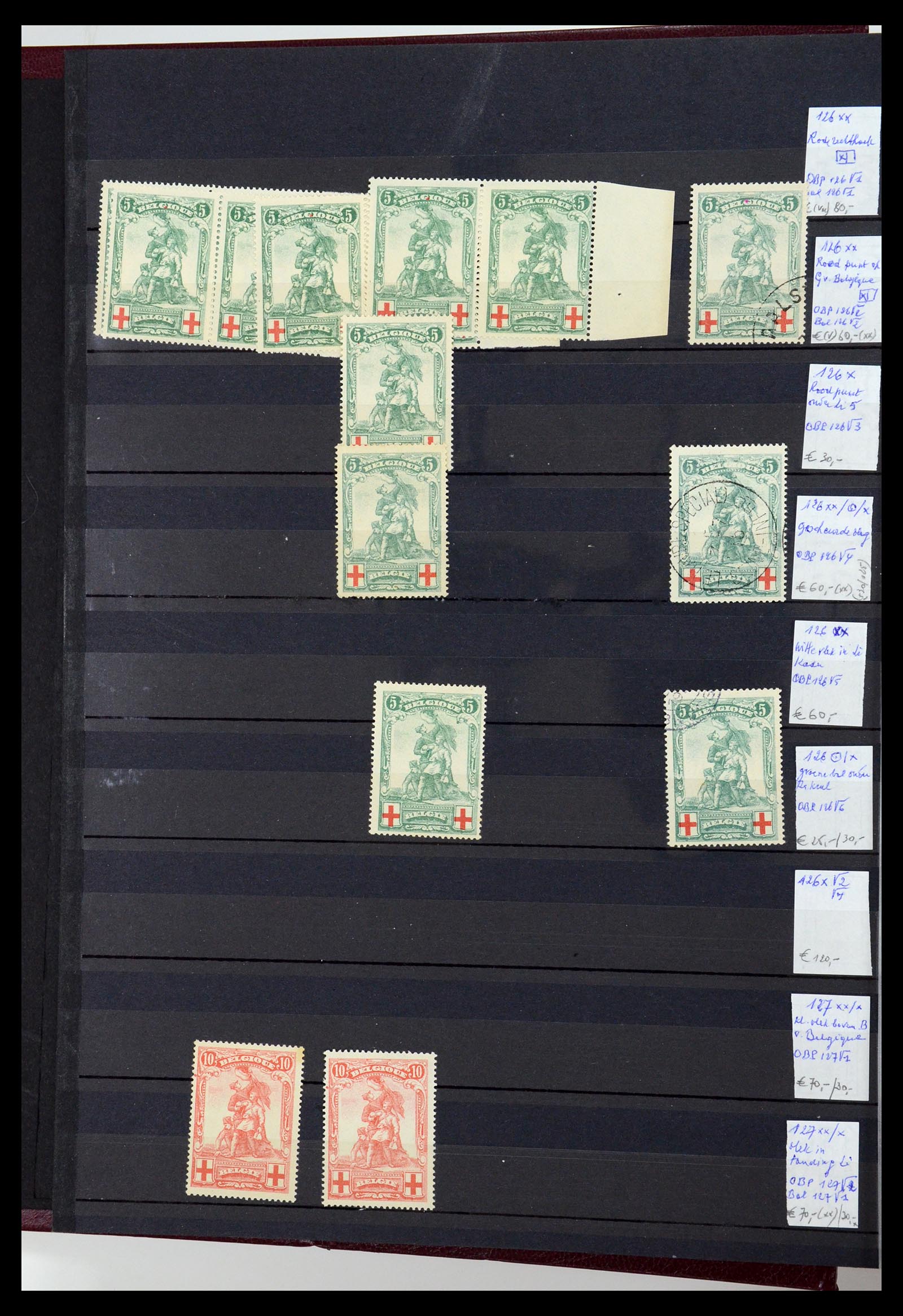 35915 004 - Stamp Collection 35915 Belgium plateflaws 1910-1951.