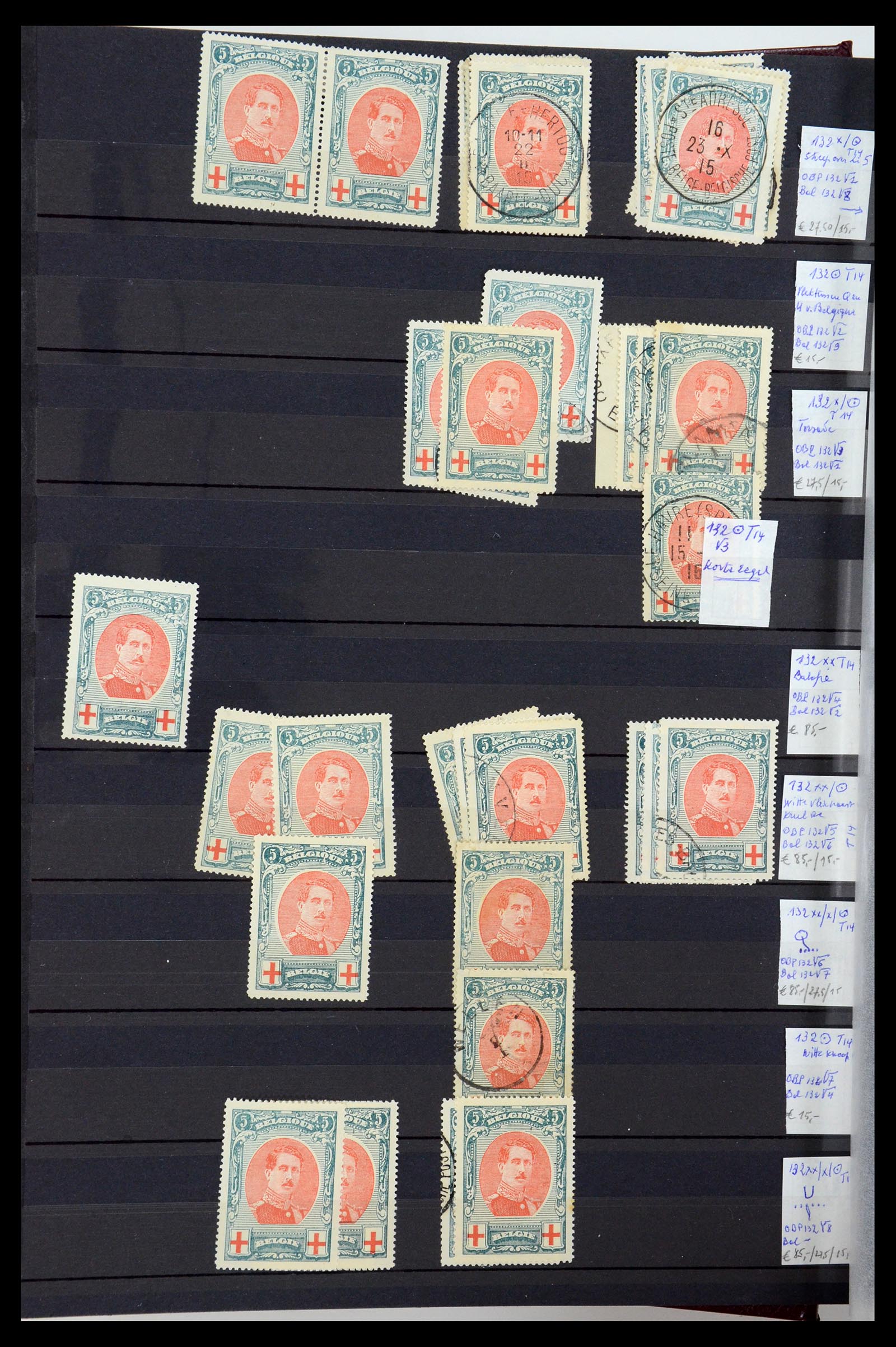 35915 006 - Stamp Collection 35915 Belgium plateflaws 1910-1951.