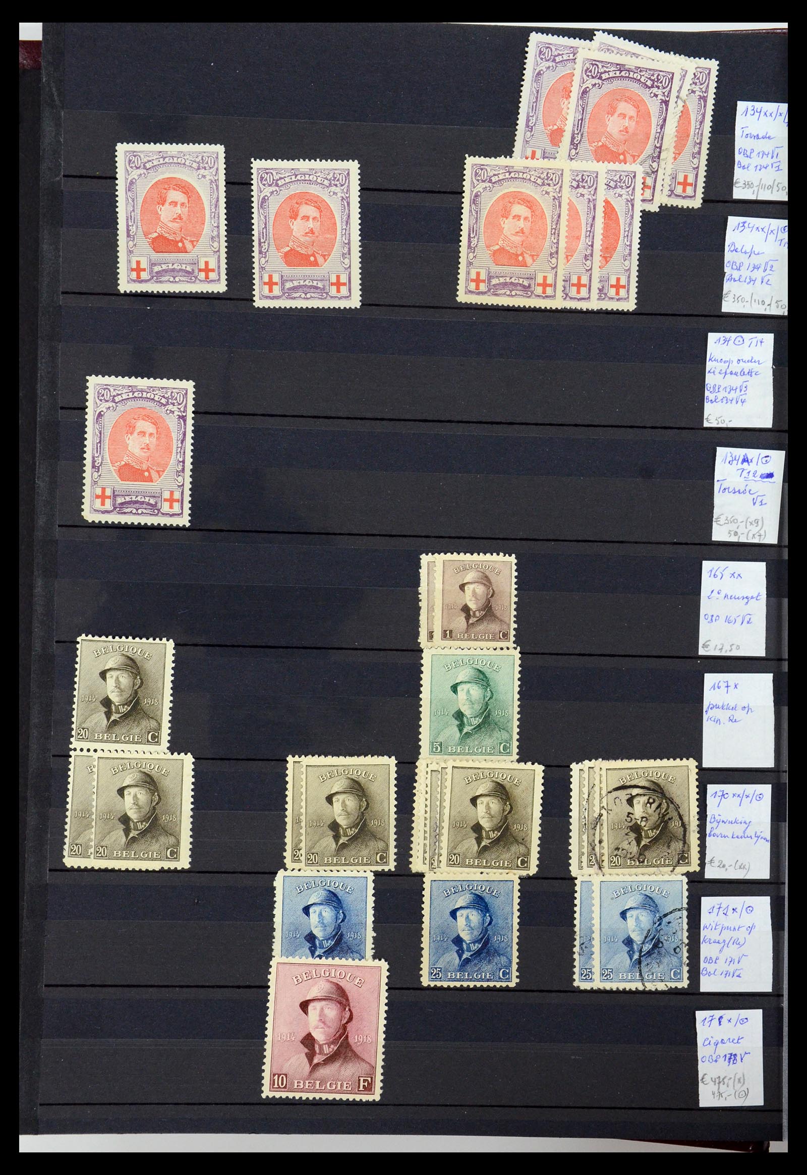 35915 008 - Postzegelverzameling 35915 België plaatfouten 1910-1951.