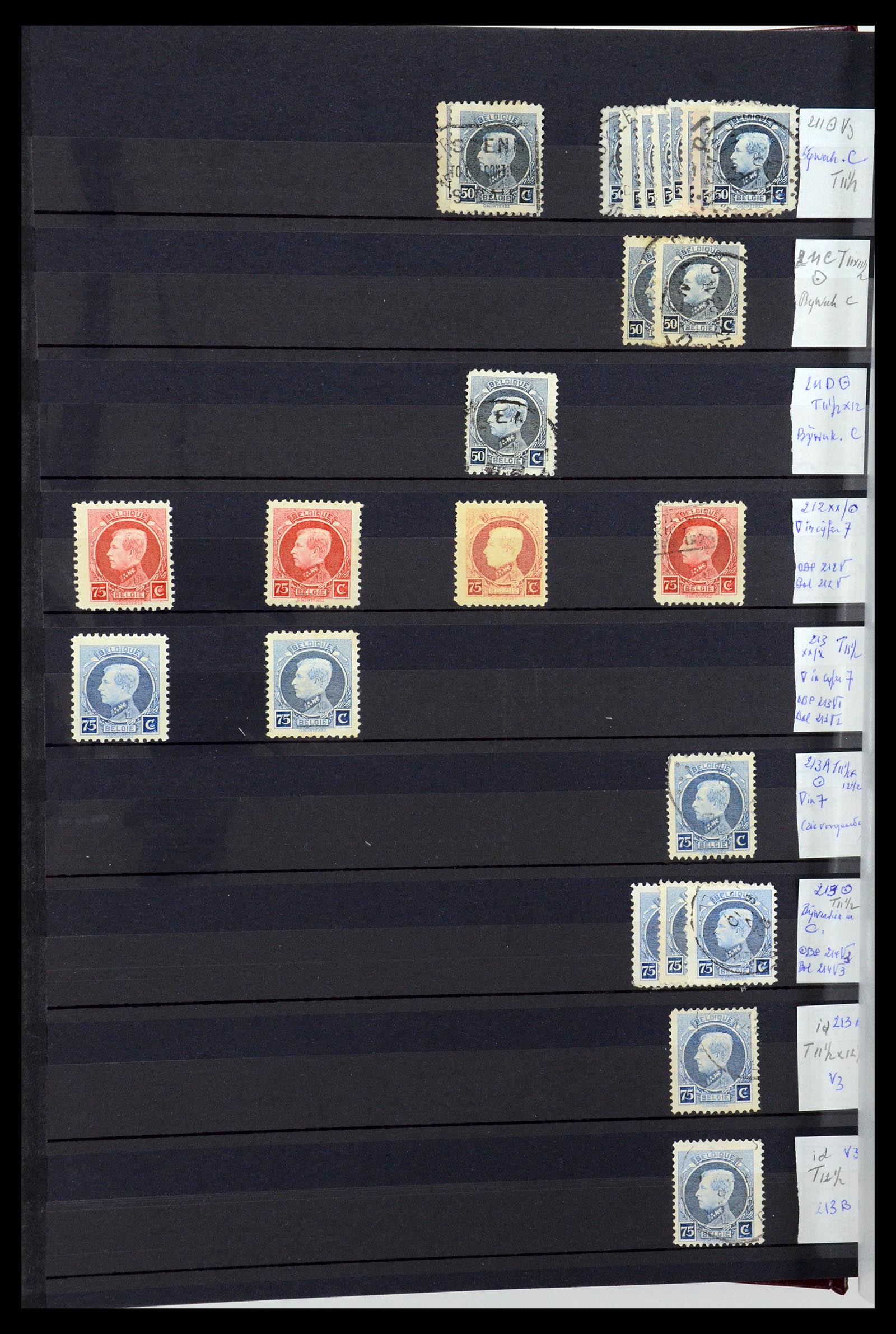 35915 012 - Postzegelverzameling 35915 België plaatfouten 1910-1951.