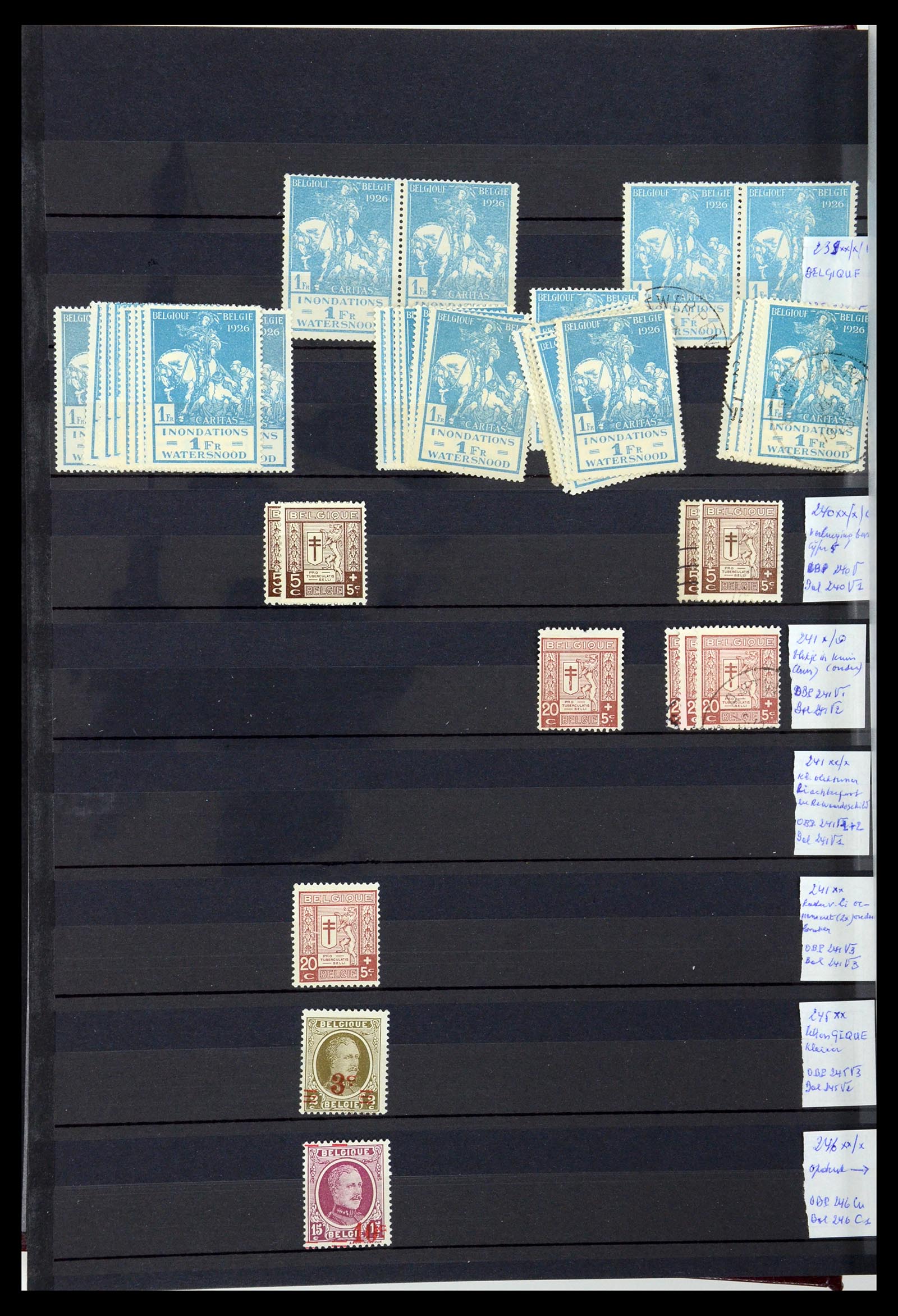 35915 014 - Stamp Collection 35915 Belgium plateflaws 1910-1951.