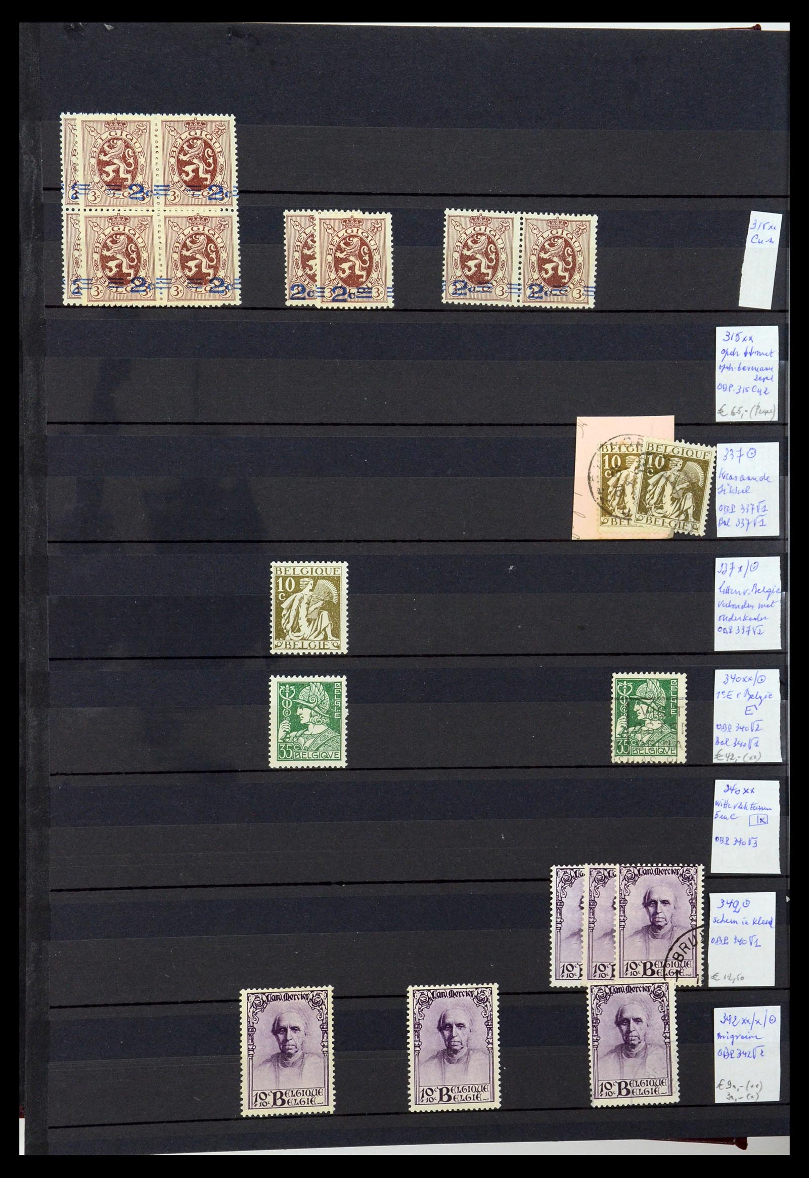 35915 018 - Stamp Collection 35915 Belgium plateflaws 1910-1951.